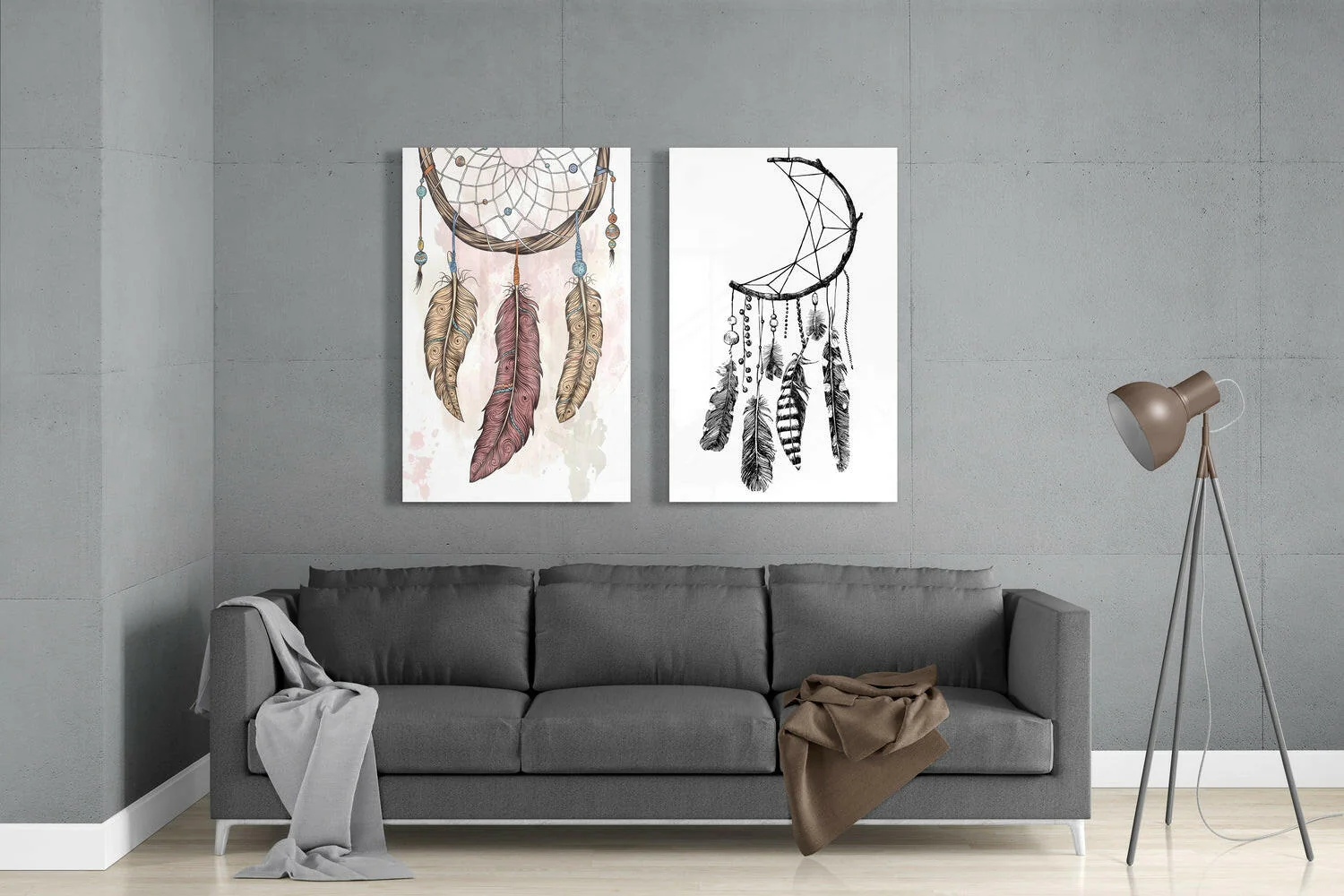 Dreamcatcher 2 Pieces Combine Glass Wall Art - Image 3