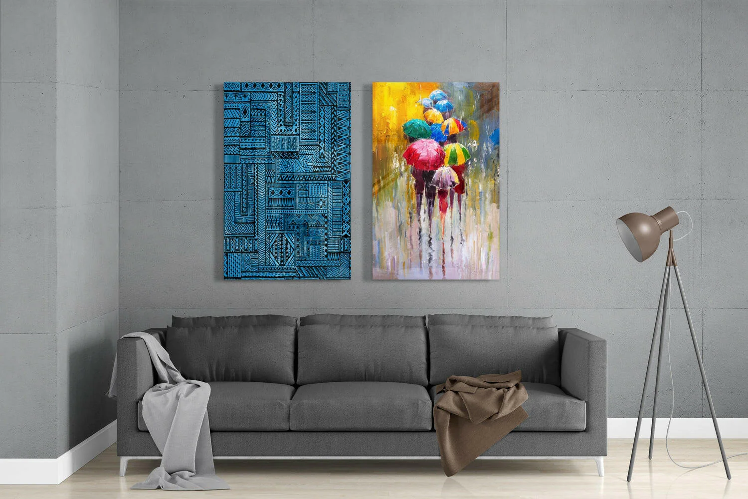 Umbrellas 2 Pieces Combine Glass Wall Art - Image 3