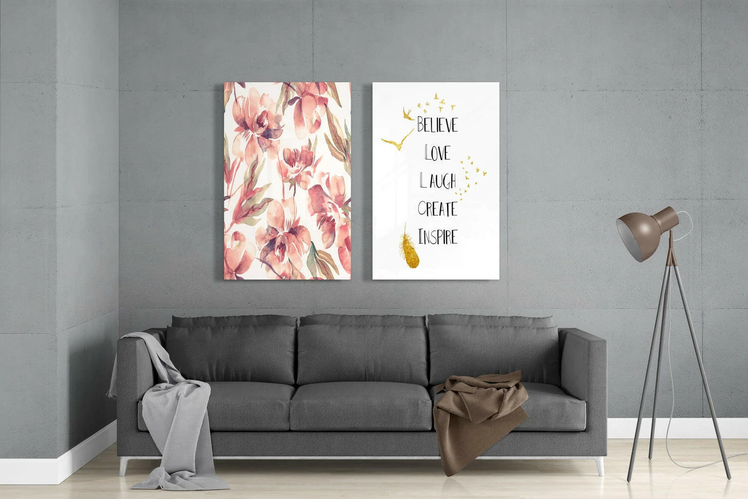 The Way of Happy Life 2 Pieces Combine Glass Wall Art - Image 3