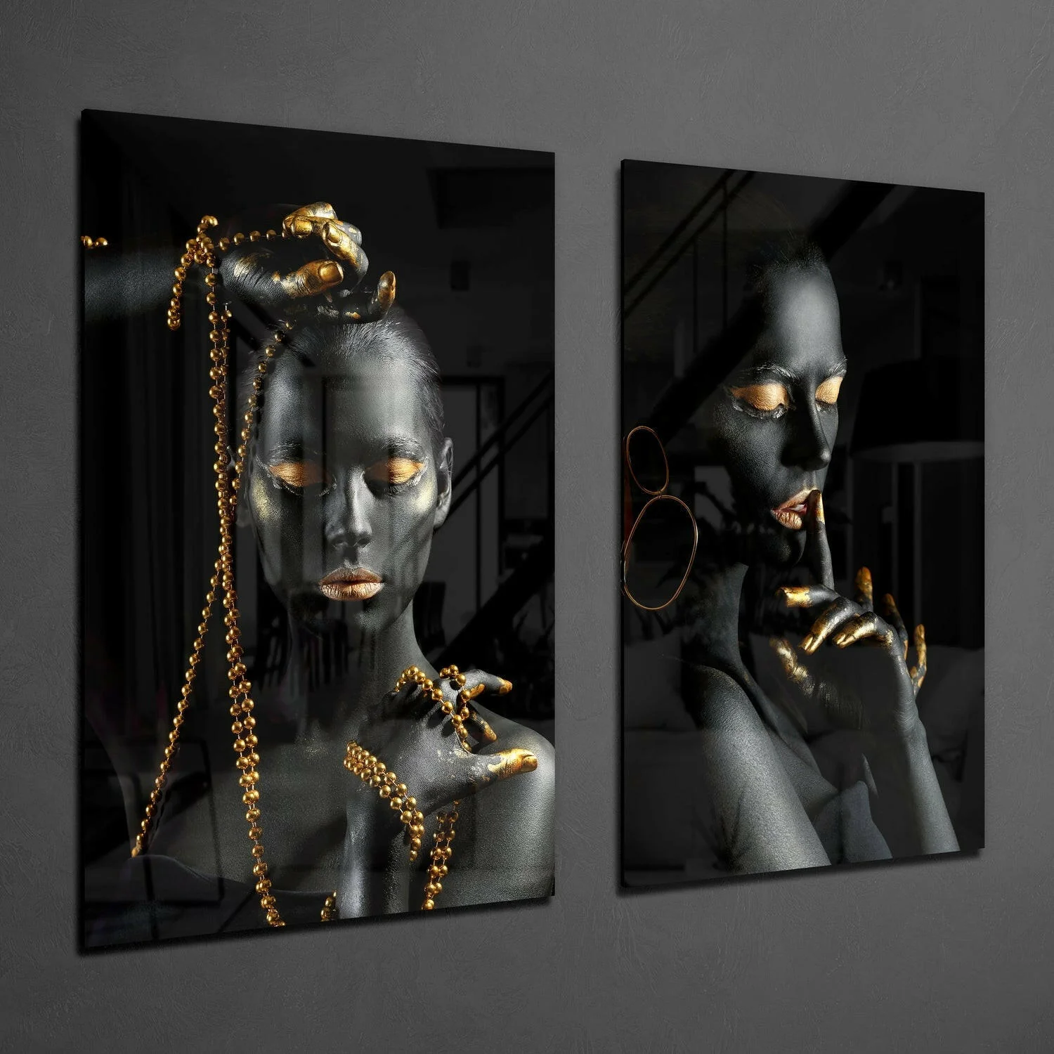 Women 2 Pieces Combine Glass Wall Art - Image 2