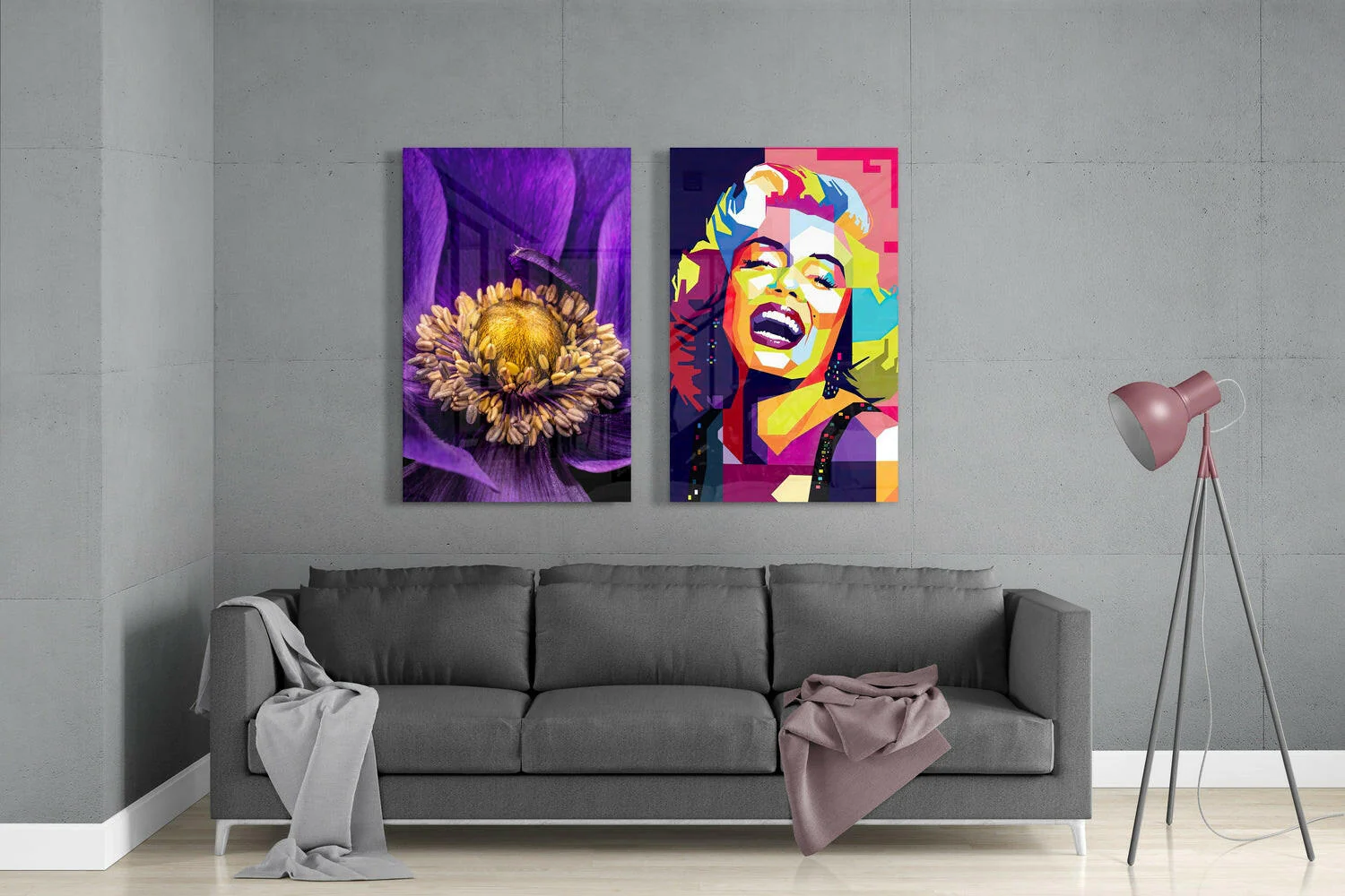 Marilyn Monroe 2 Pieces Combine Glass Wall Art - Image 3