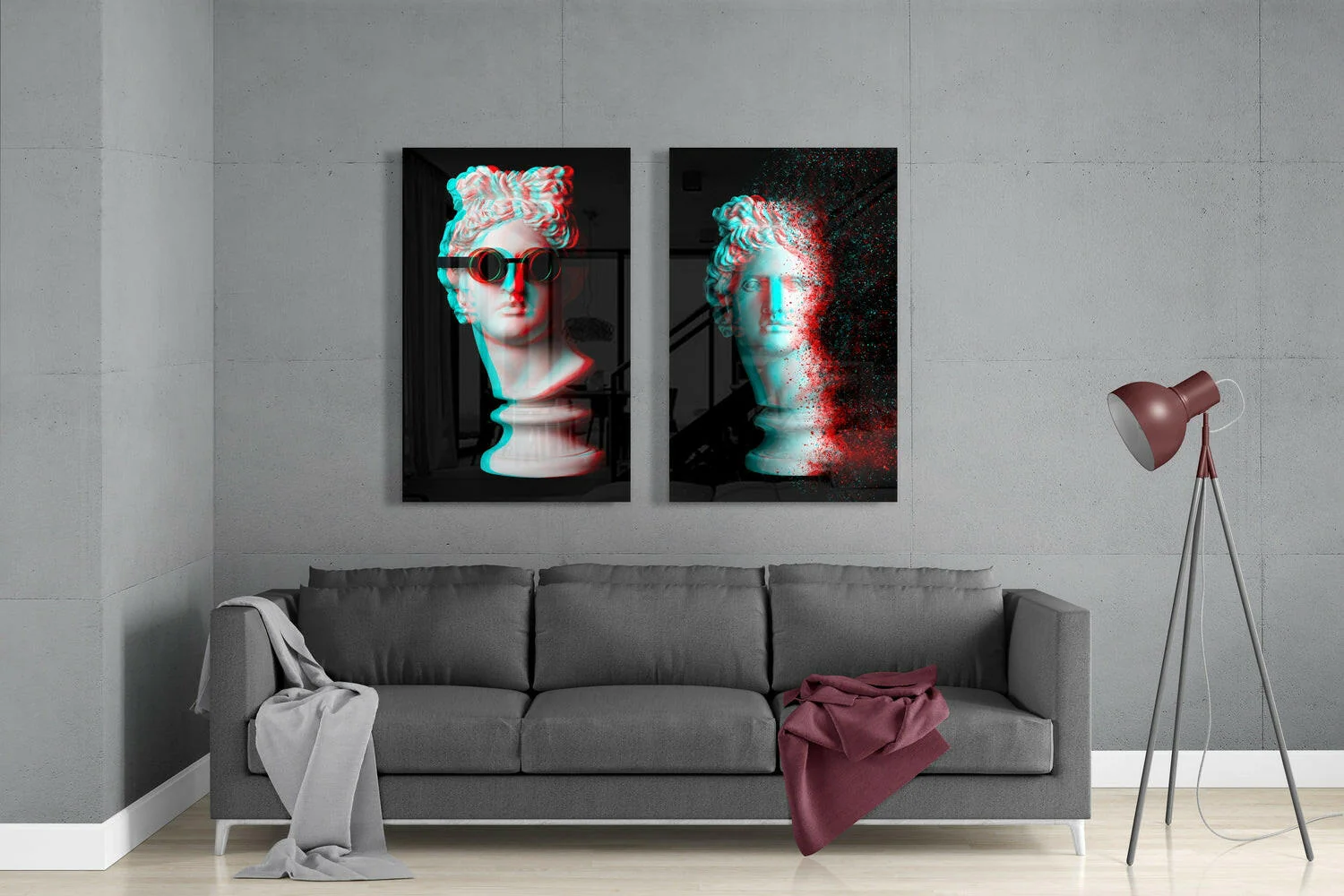 Statues 2 Pieces Combine Glass Wall Art - Image 3