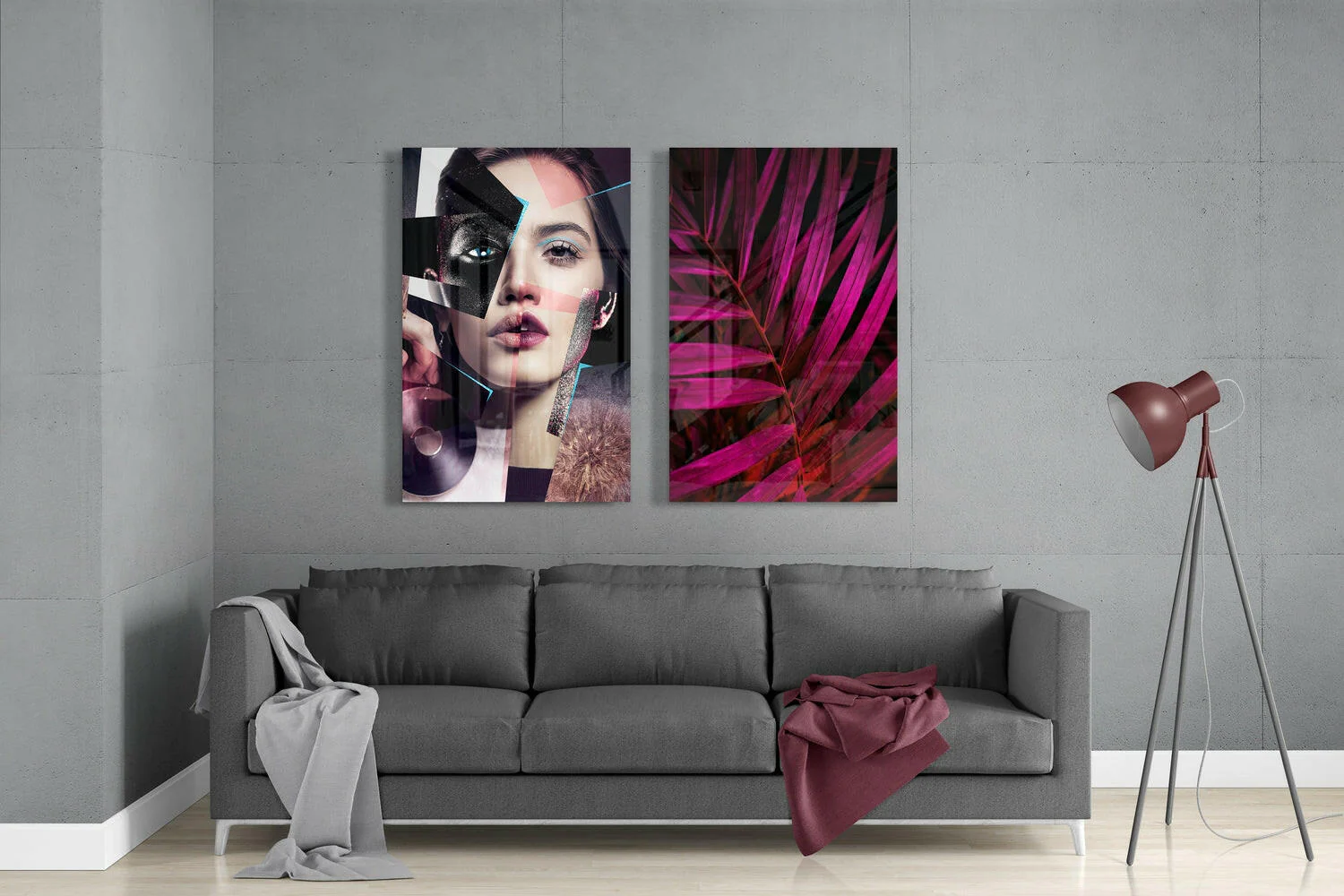 Patchwork Women 2 Pieces Combine Glass Wall Art - Image 3