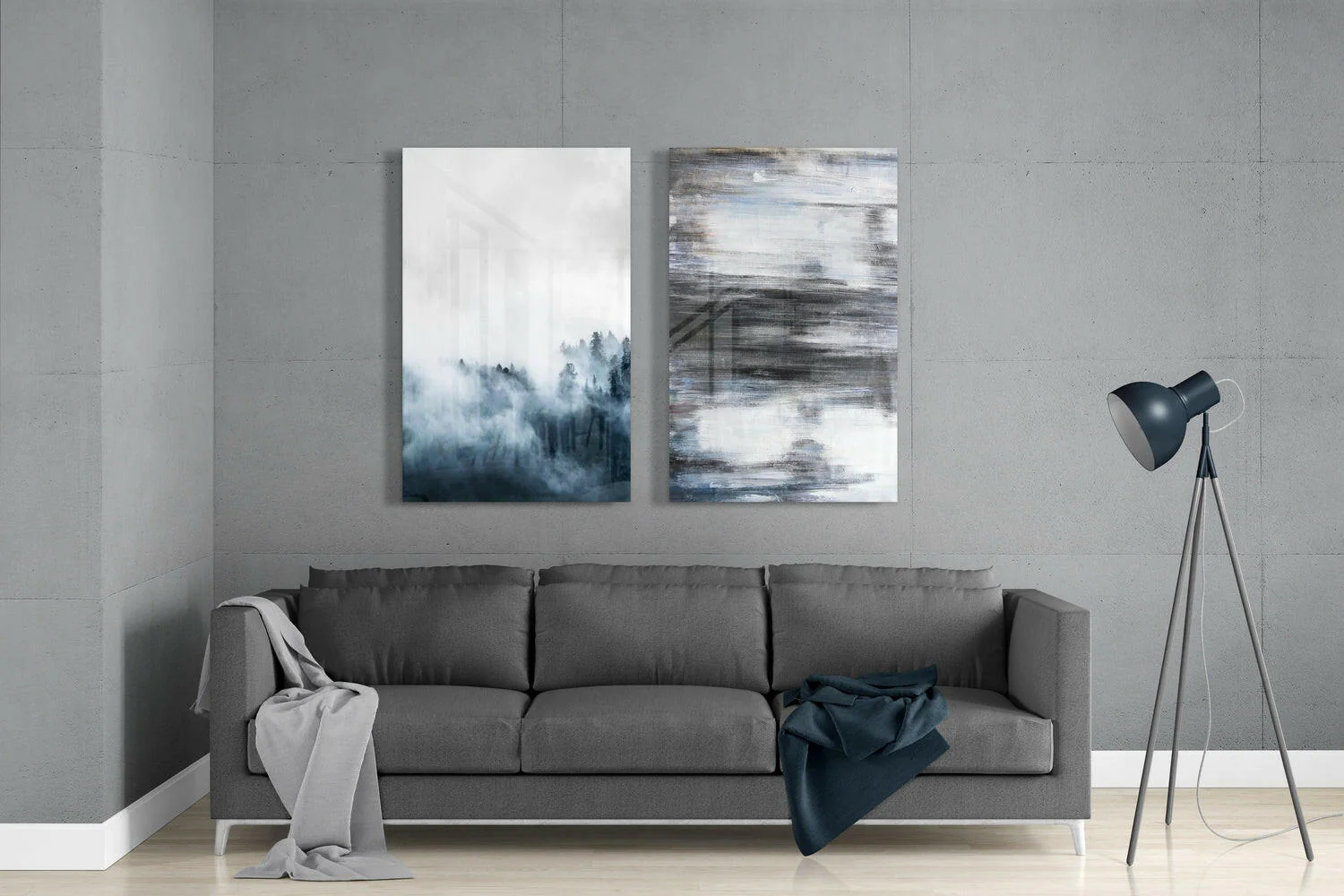 Blue Touches 2 Pieces Combine Glass Wall Art - Image 3