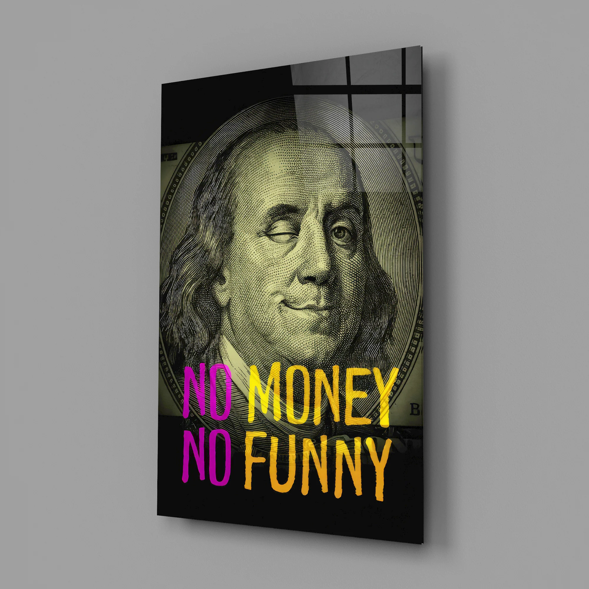 Benjamin Franklin Money Humor Glass Wall Art - Image 3