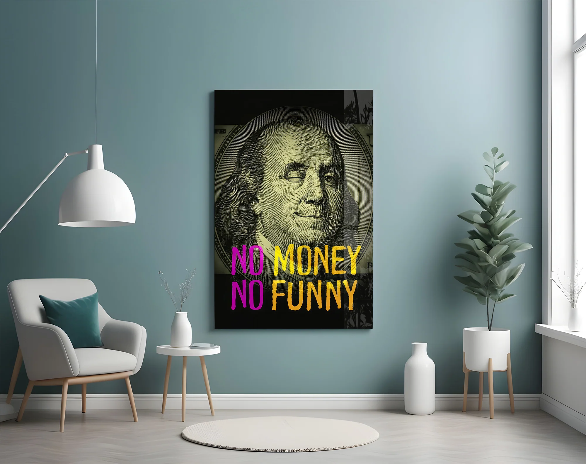 Benjamin Franklin Money Humor Glass Wall Art - Image 5