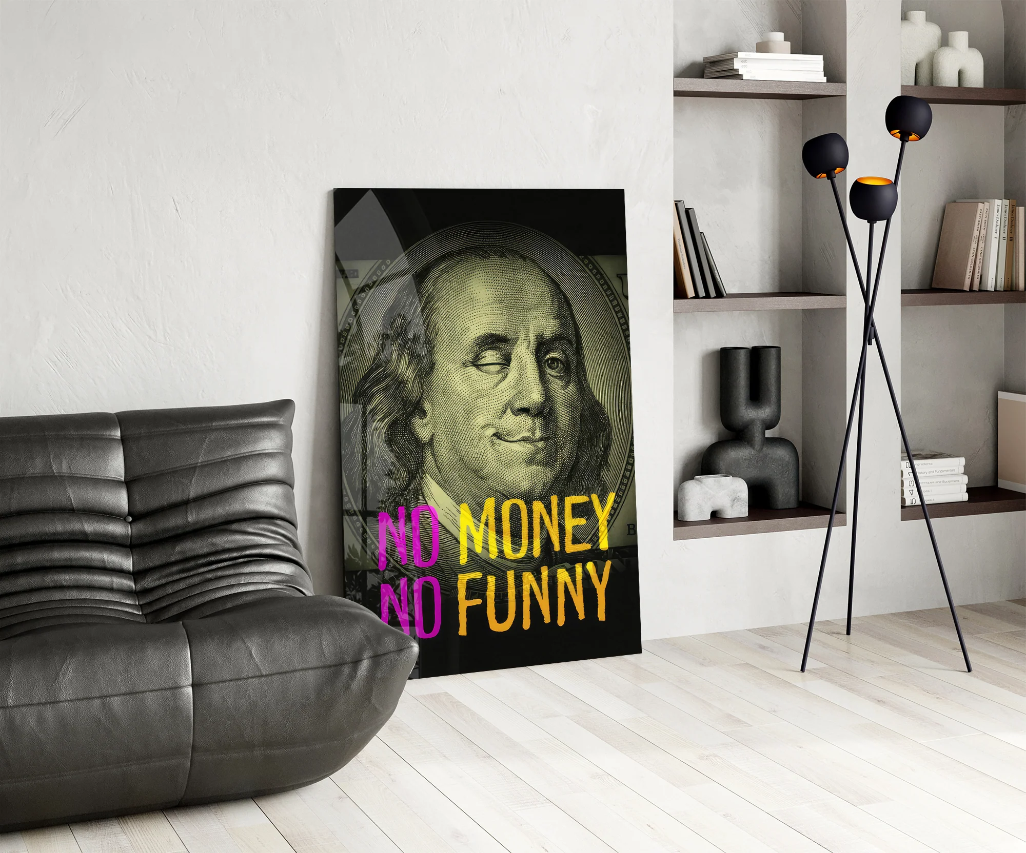 Benjamin Franklin Money Humor Glass Wall Art - Image 7