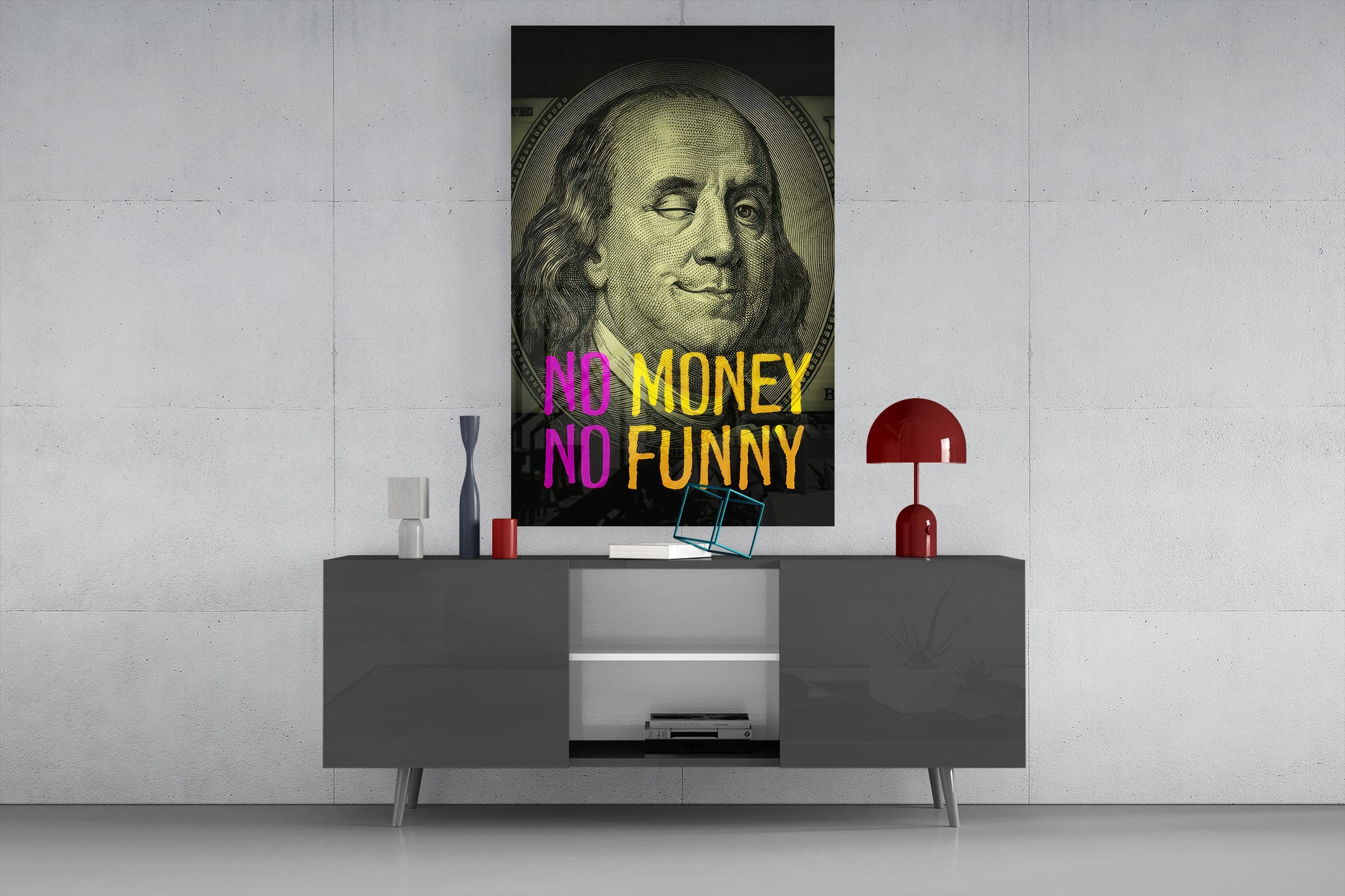 Benjamin Franklin Money Humor Glass Wall Art - Image 9