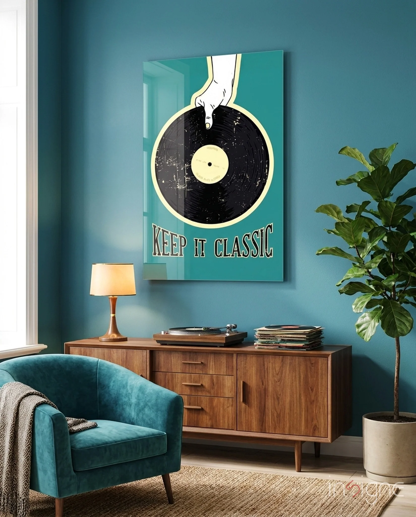 Classic Vinyl Record Glass Wall Art