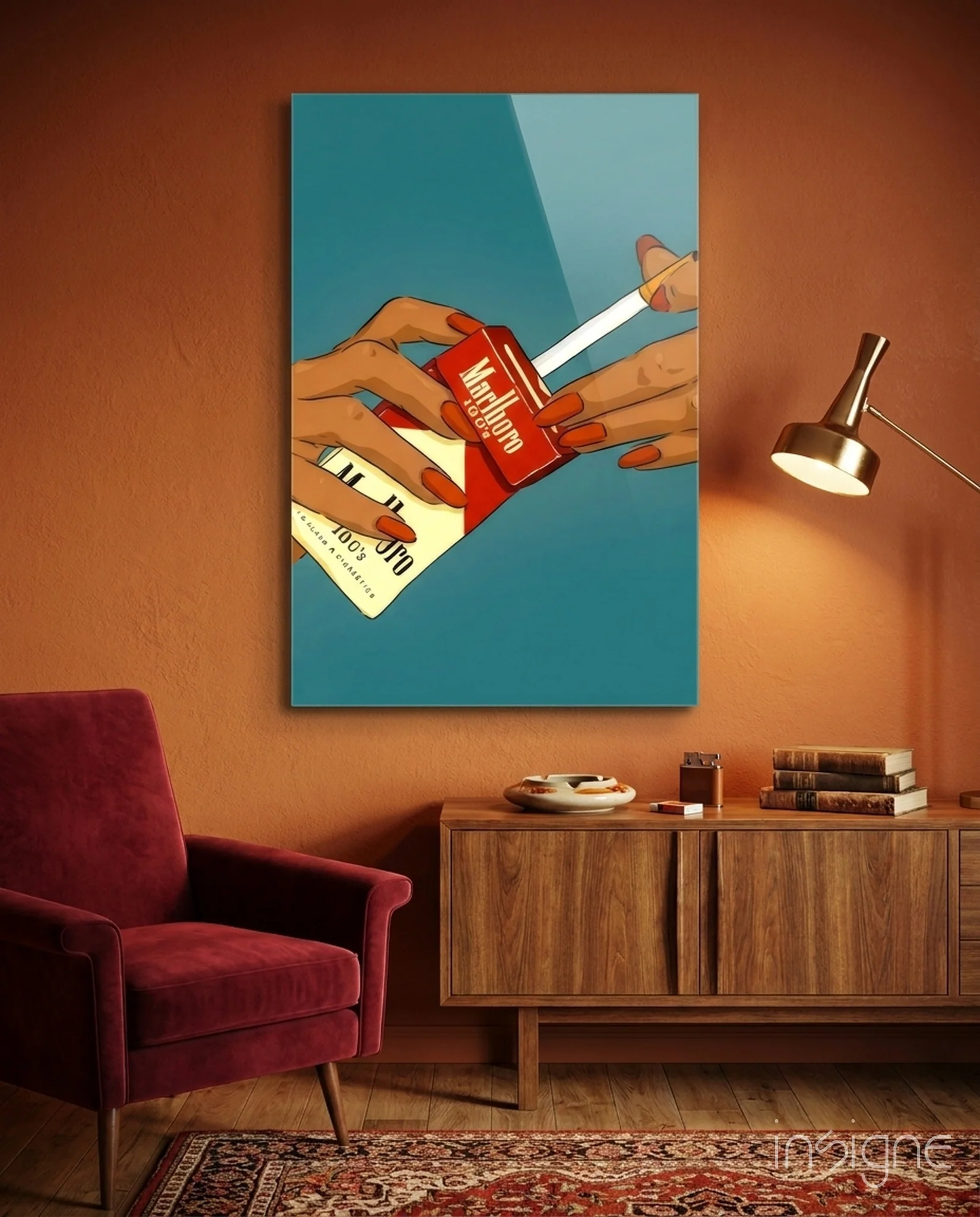 Marlboro Cigarette Pack Glass Wall Art
