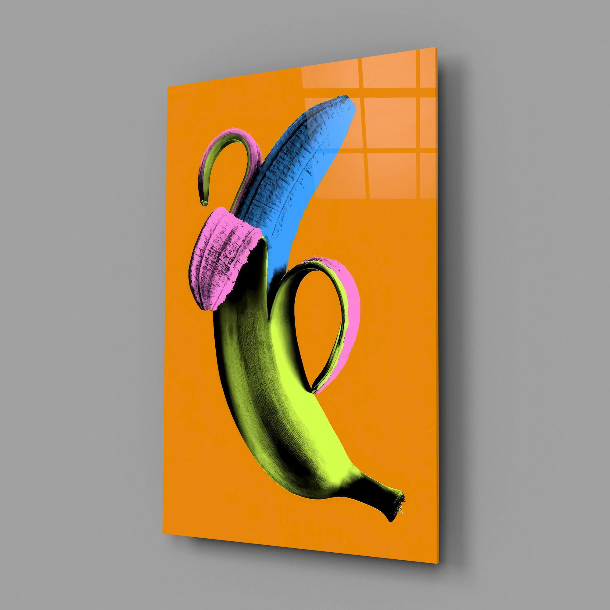 Pop Banana on Orange Glass Wall Art - Image 3