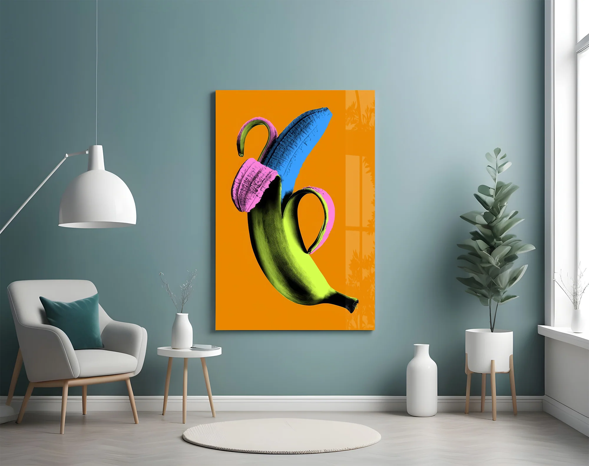 Pop Banana on Orange Glass Wall Art - Image 5