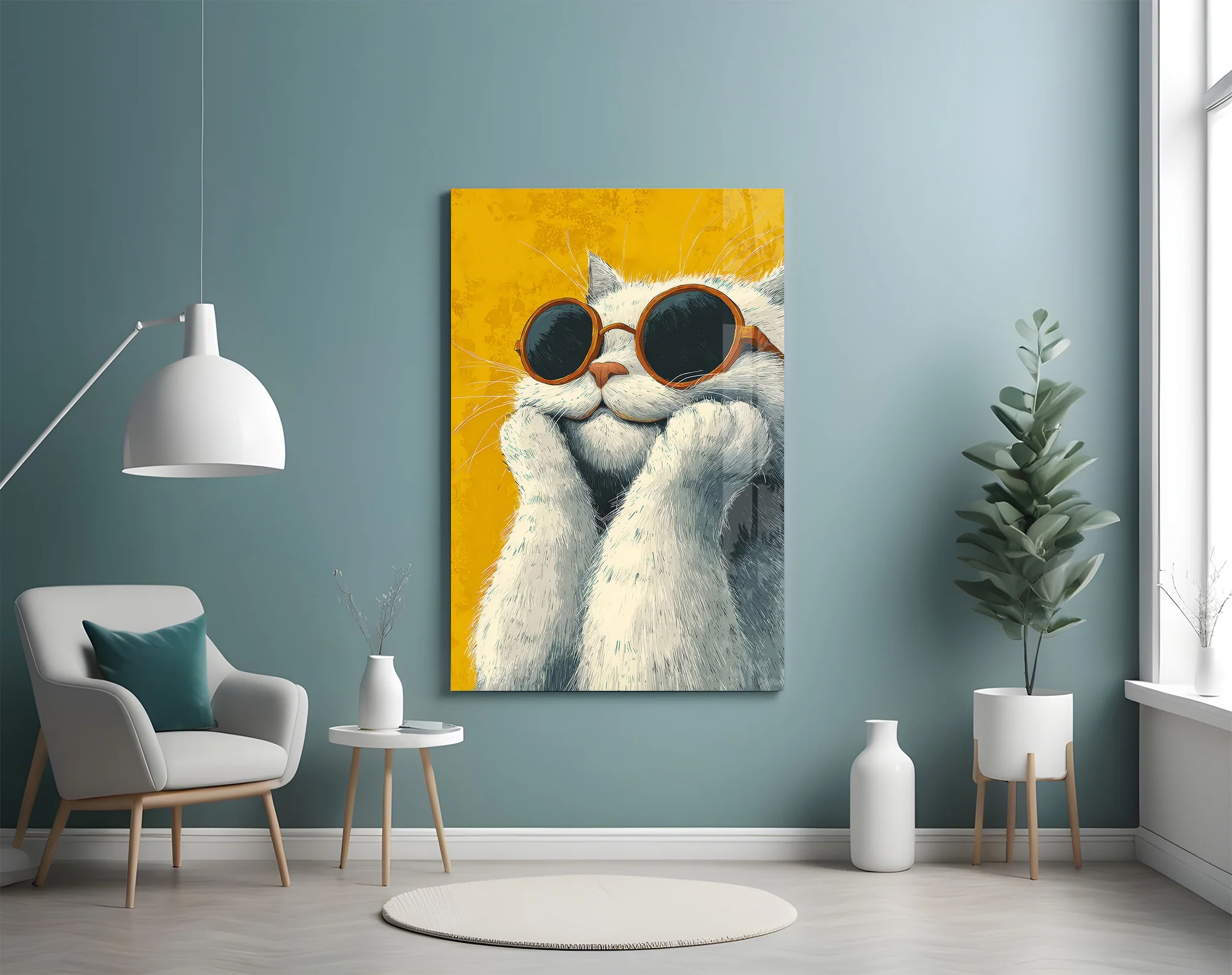 Cool Cat in Shades Glass Wall Art - Image 5