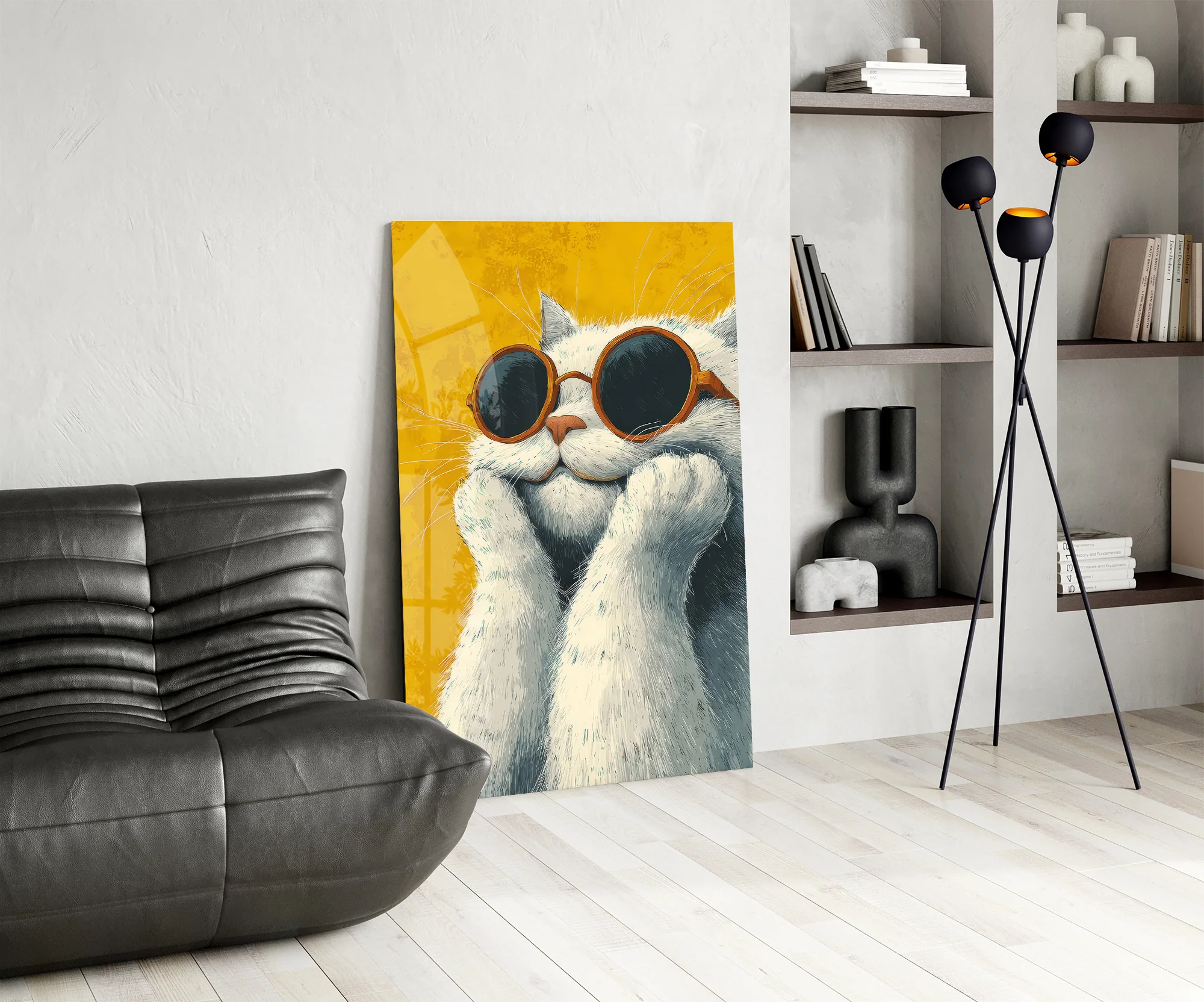 Cool Cat in Shades Glass Wall Art - Image 7