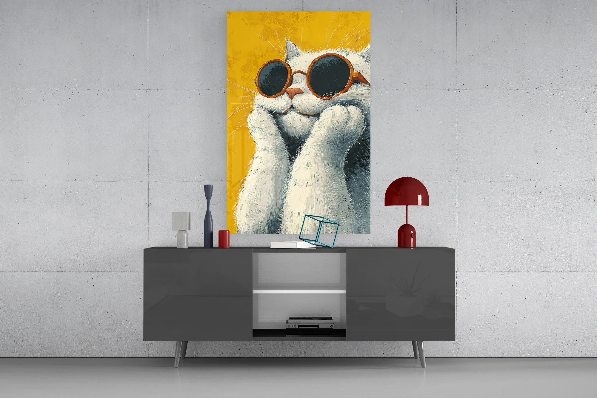 Cool Cat in Shades Glass Wall Art - Image 9