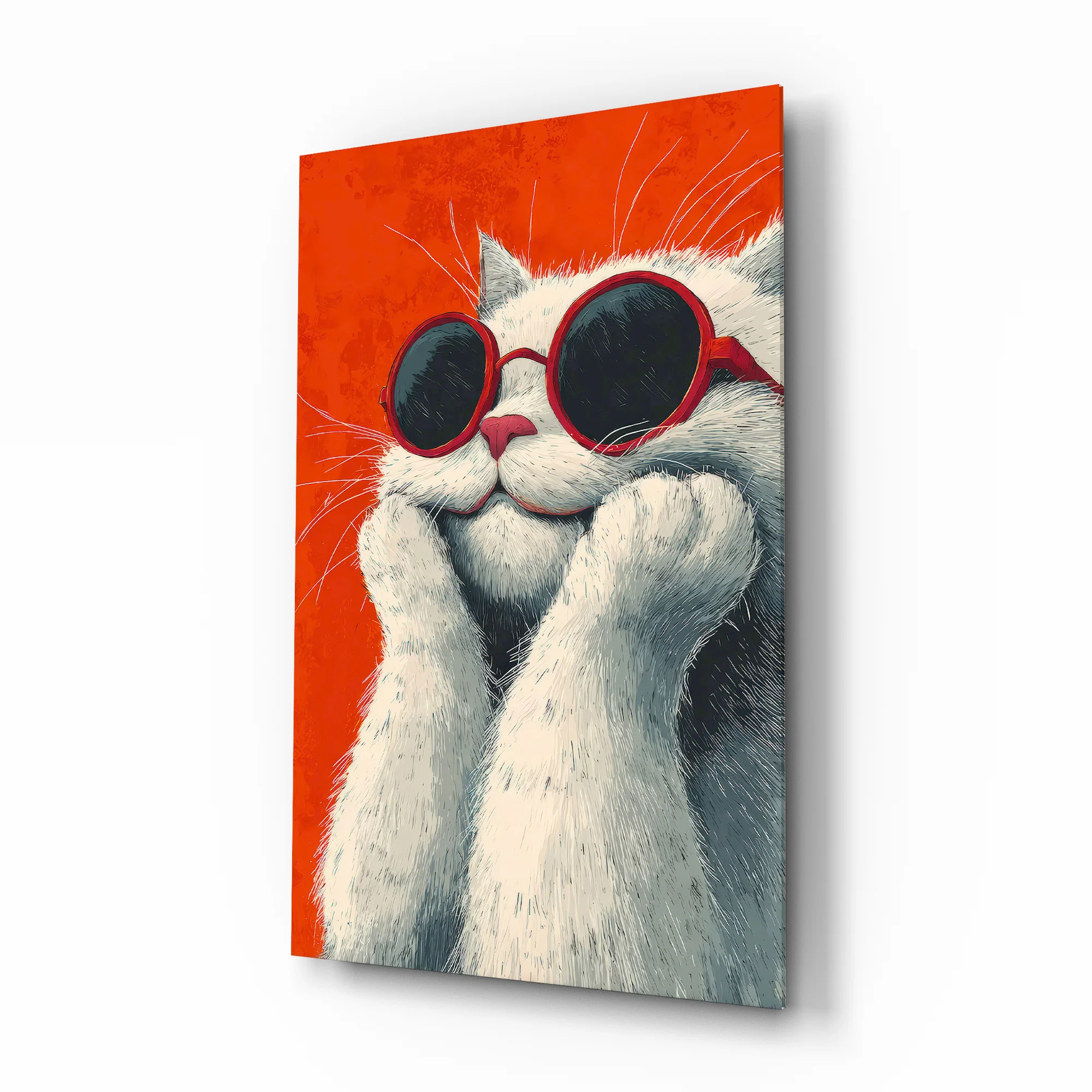 Cool Cat in Shades Glass Wall Art - Image 2