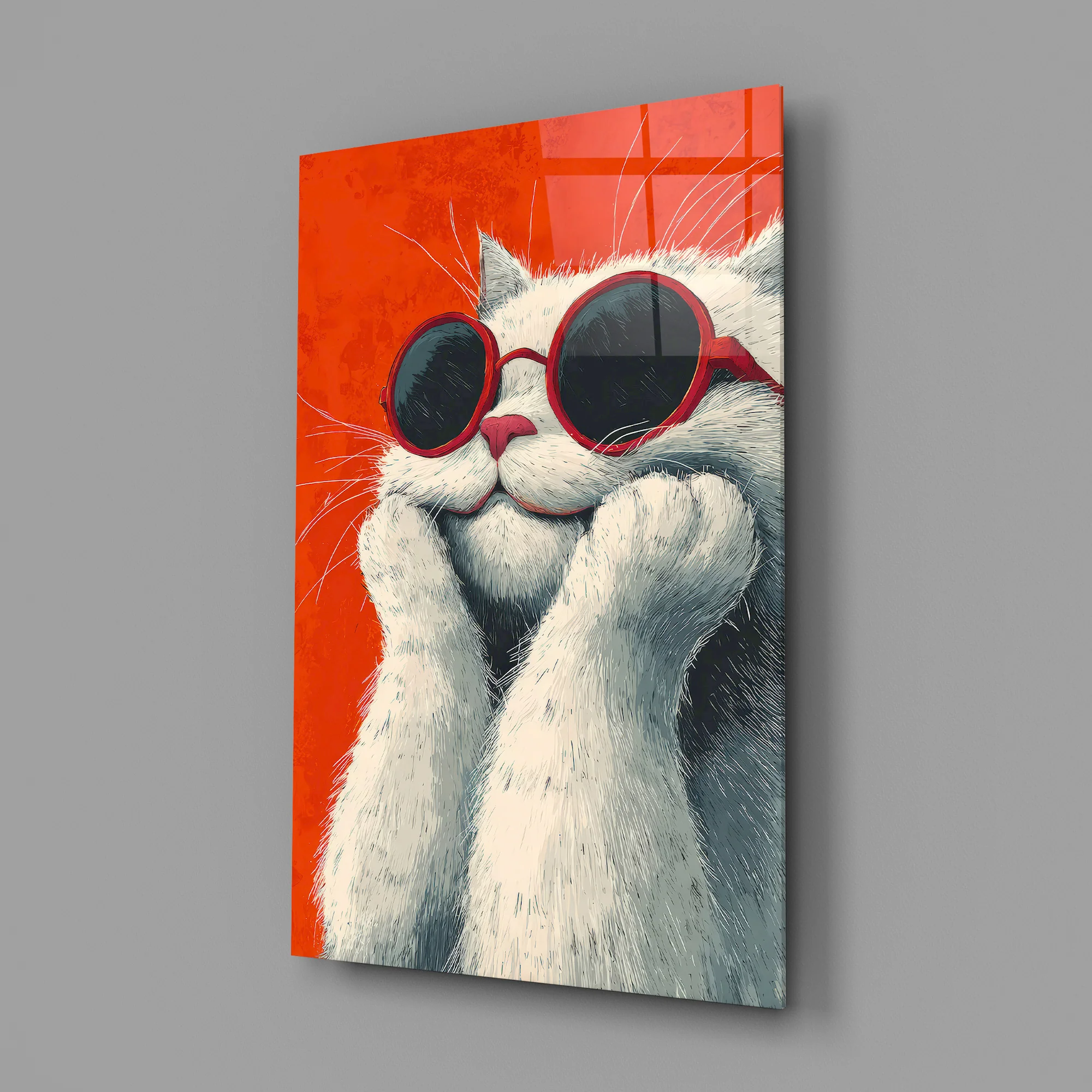 Cool Cat in Shades Glass Wall Art - Image 3