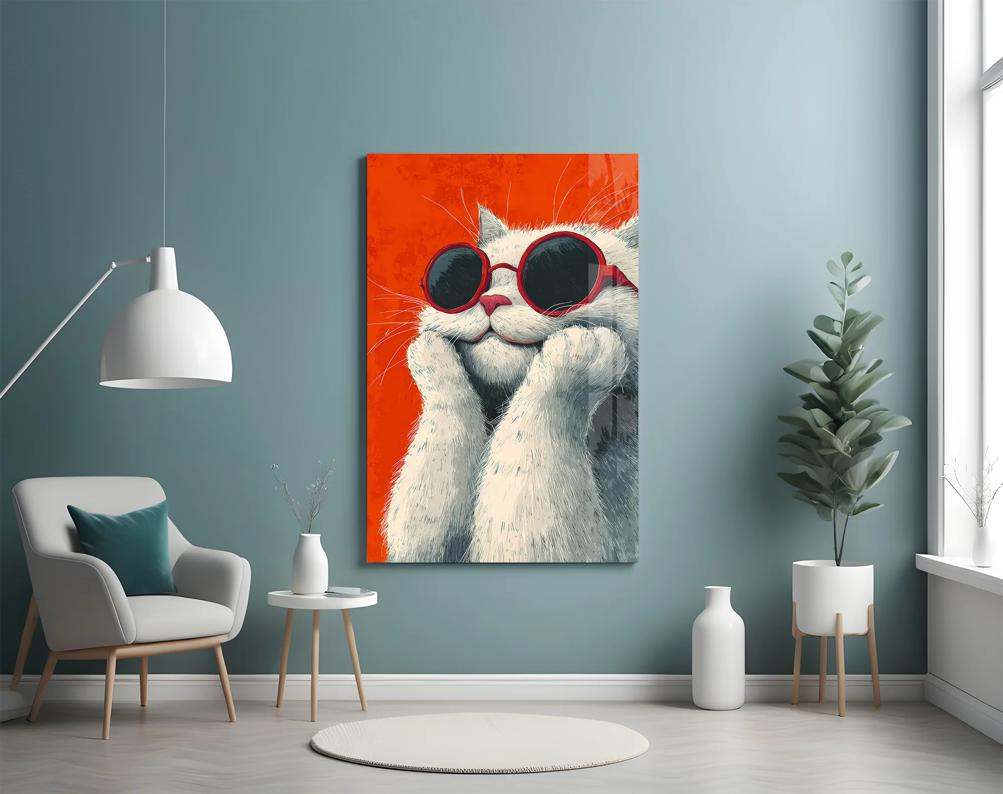 Cool Cat in Shades Glass Wall Art - Image 5