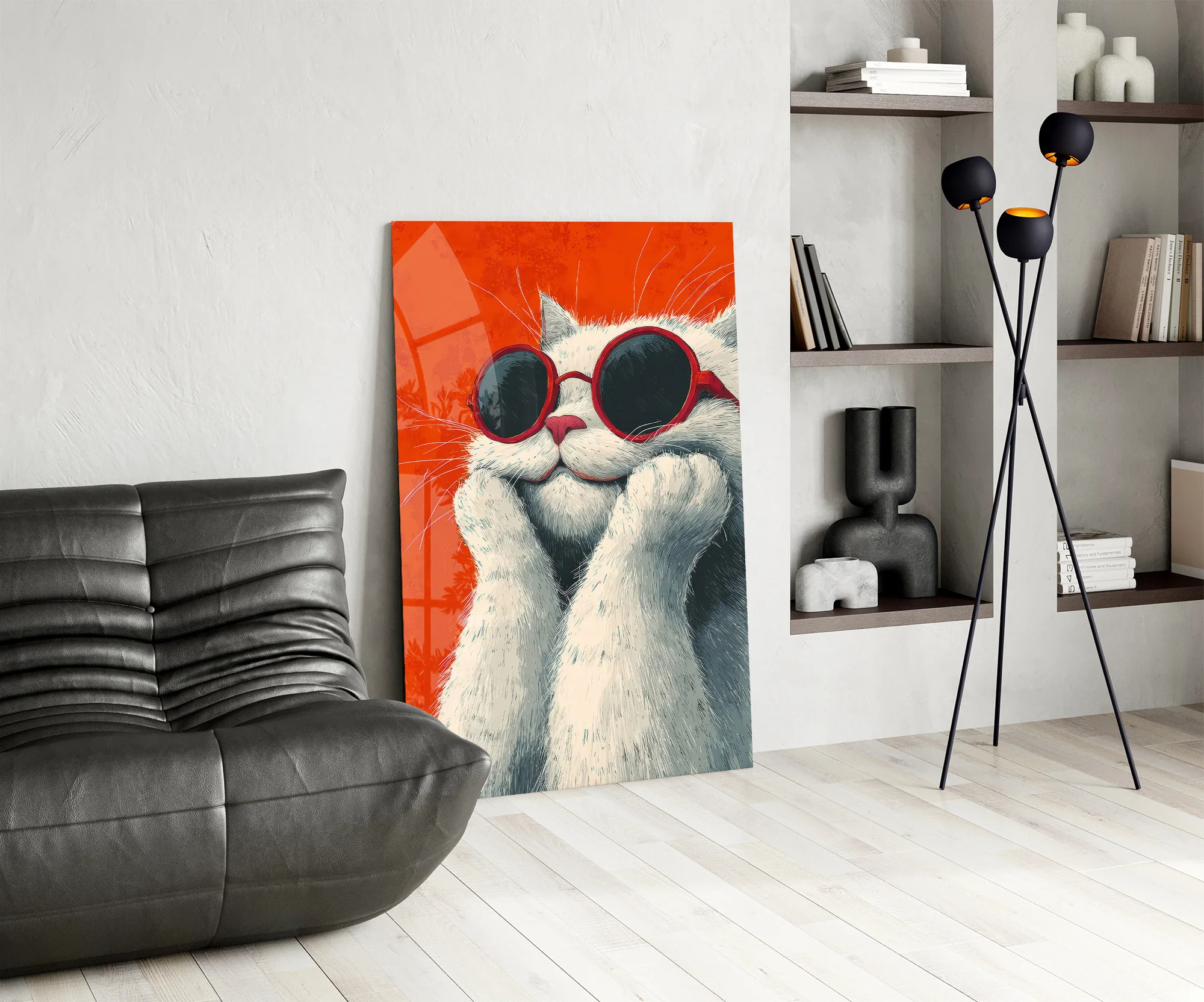 Cool Cat in Shades Glass Wall Art - Image 7