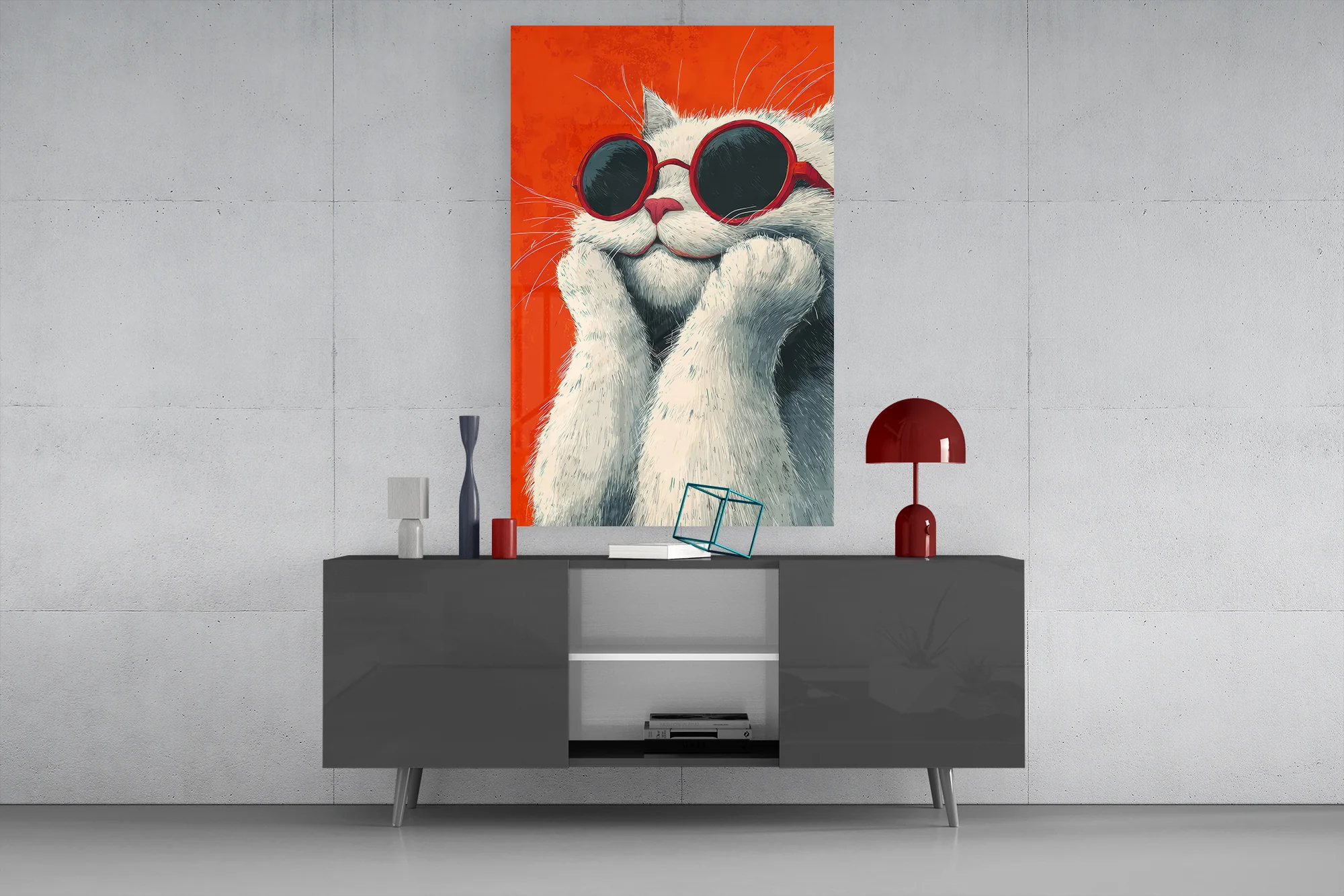 Cool Cat in Shades Glass Wall Art - Image 9