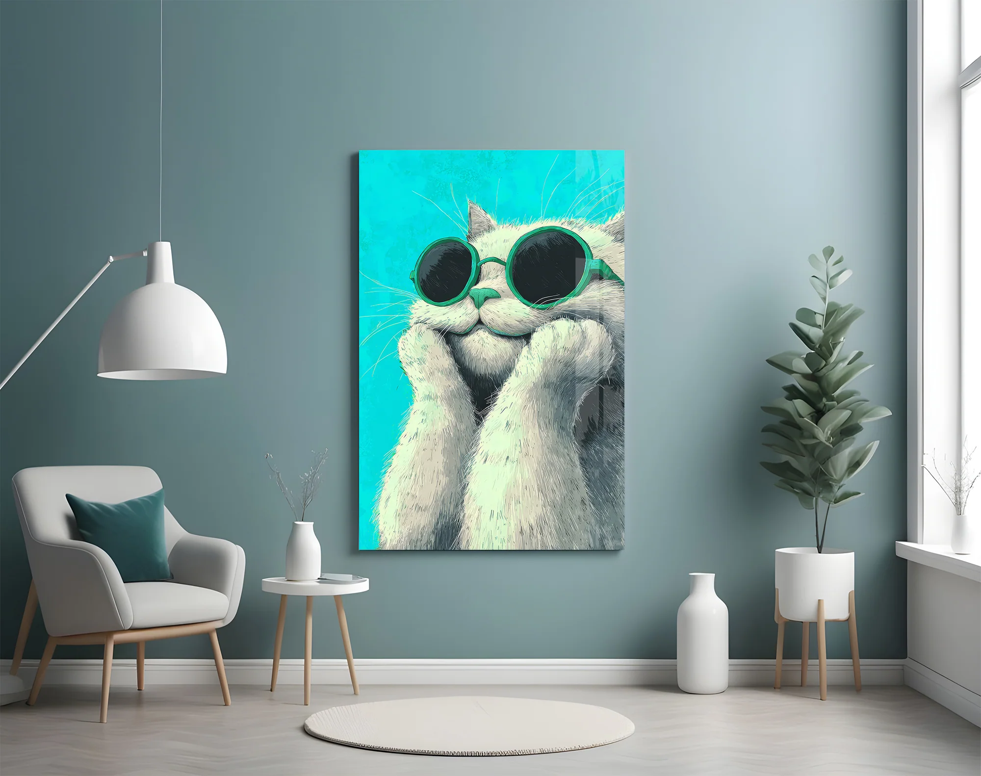 Cool Cat in Shades Glass Wall Art - Image 5