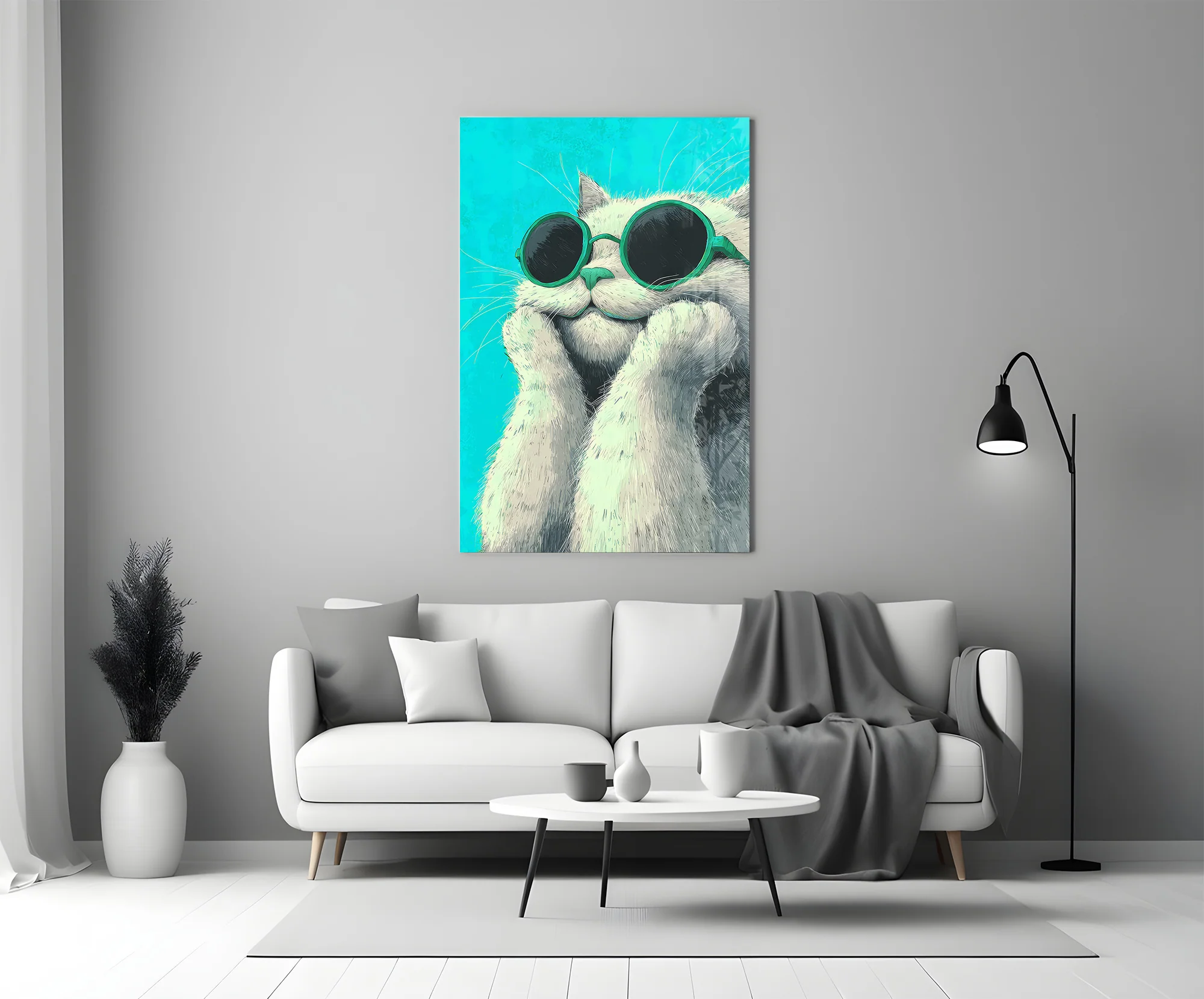 Cool Cat in Shades Glass Wall Art - Image 6