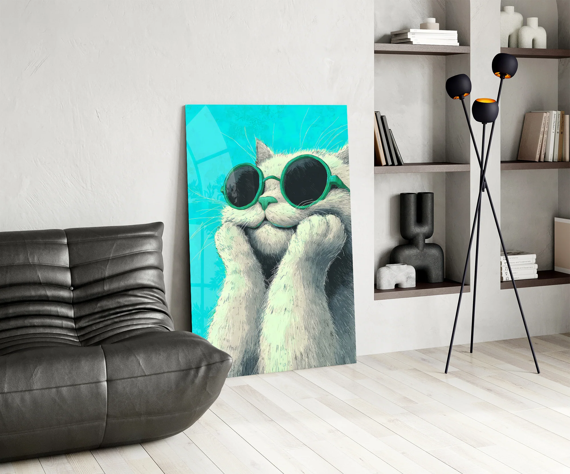 Cool Cat in Shades Glass Wall Art - Image 7