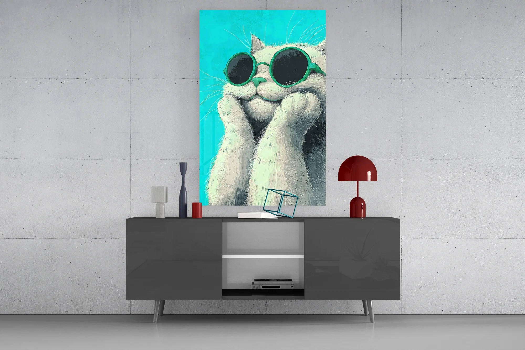 Cool Cat in Shades Glass Wall Art - Image 9