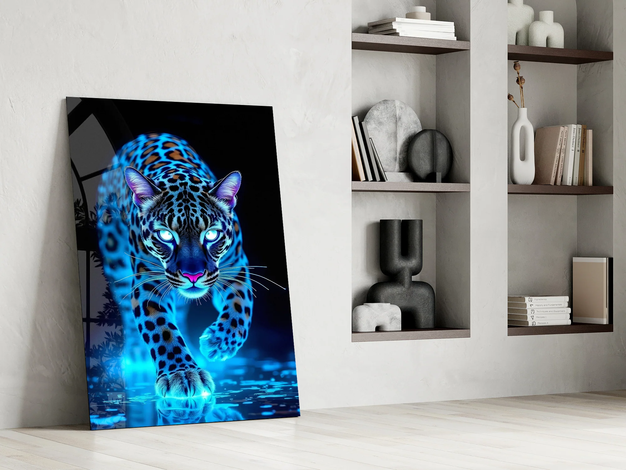 Neon Blue Leopard Glass Wall Art - Image 8