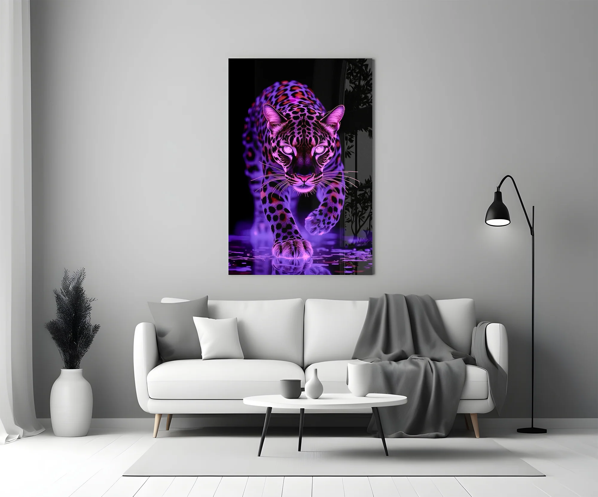 Neon Leopard Glass Wall Art - Image 6
