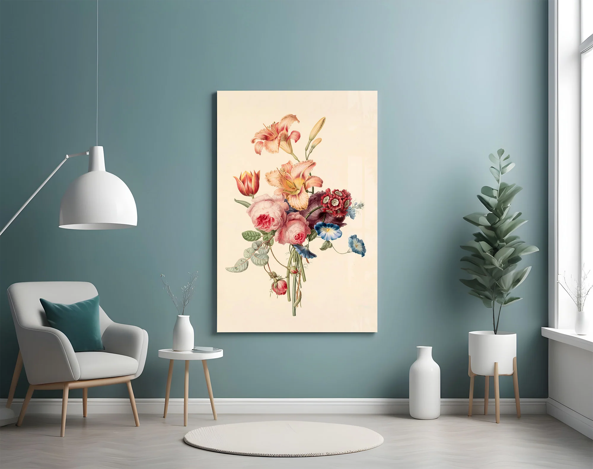 Elegant Floral Bouquet Glass Wall Art - Image 5
