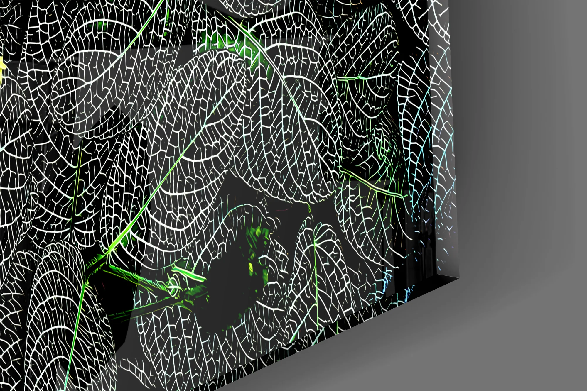 Luminous Leaf Veins Glass Wall Art - Image 4