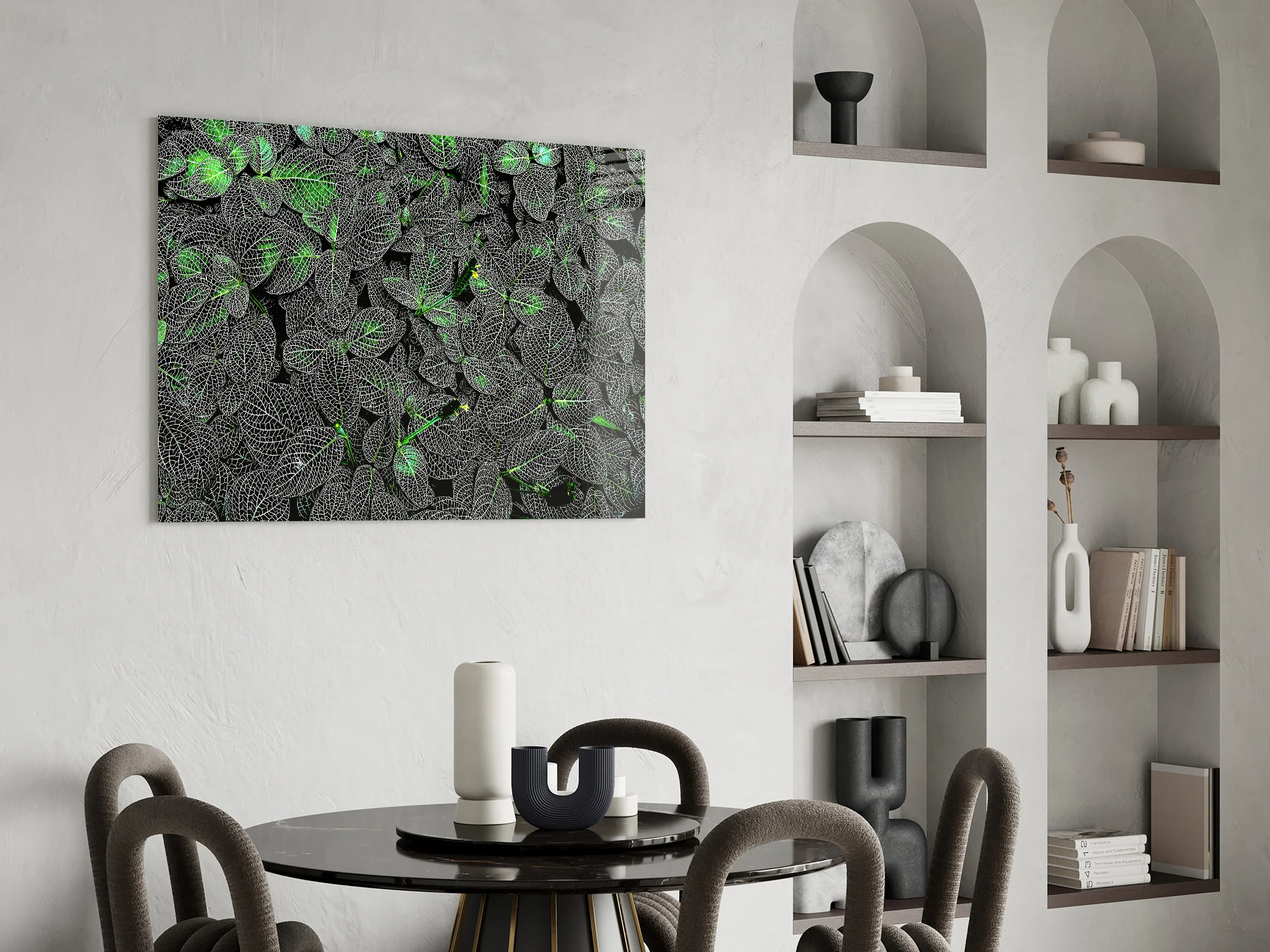 Luminous Leaf Veins Glass Wall Art - Image 7