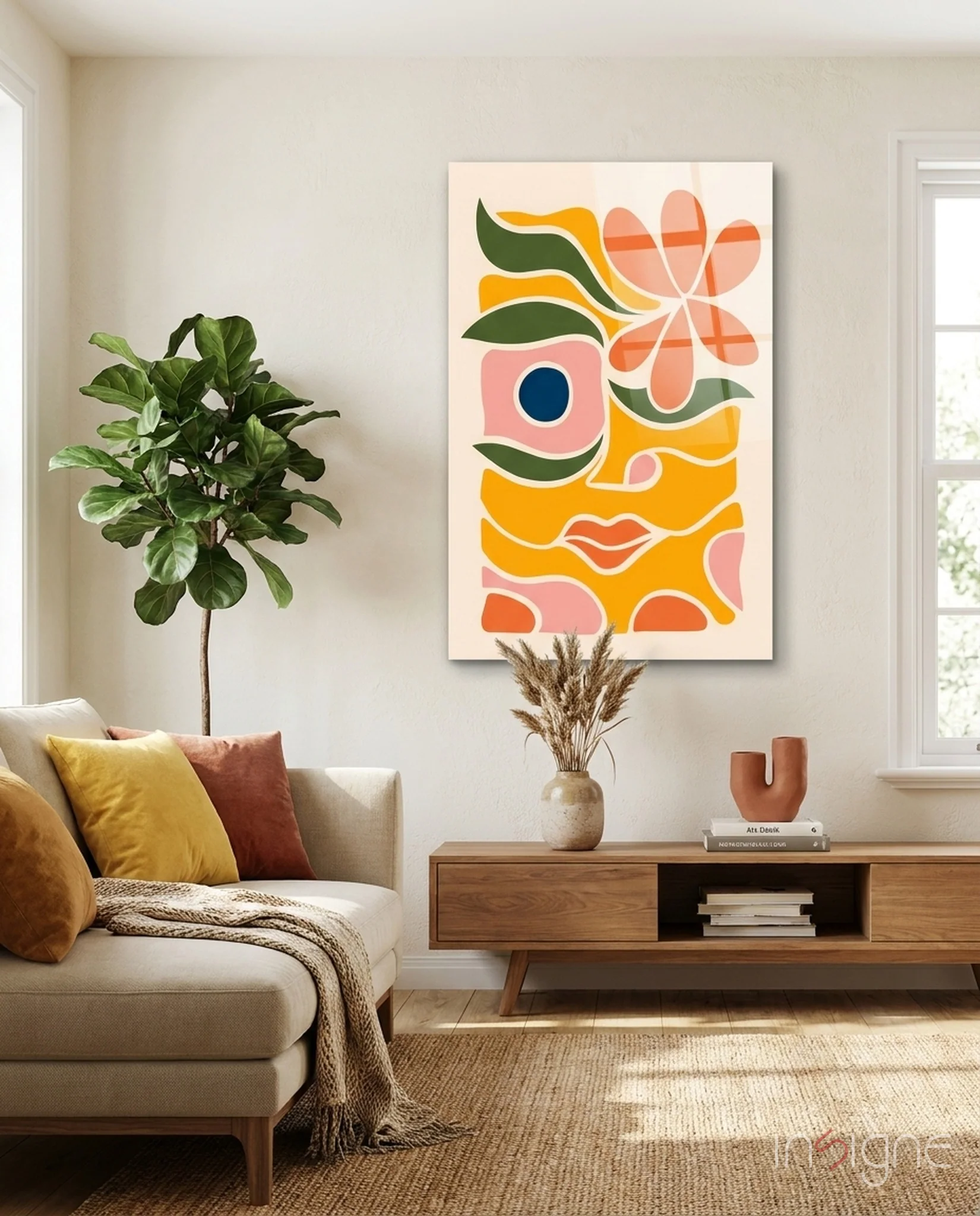 Abstract Floral Glass Wall Art