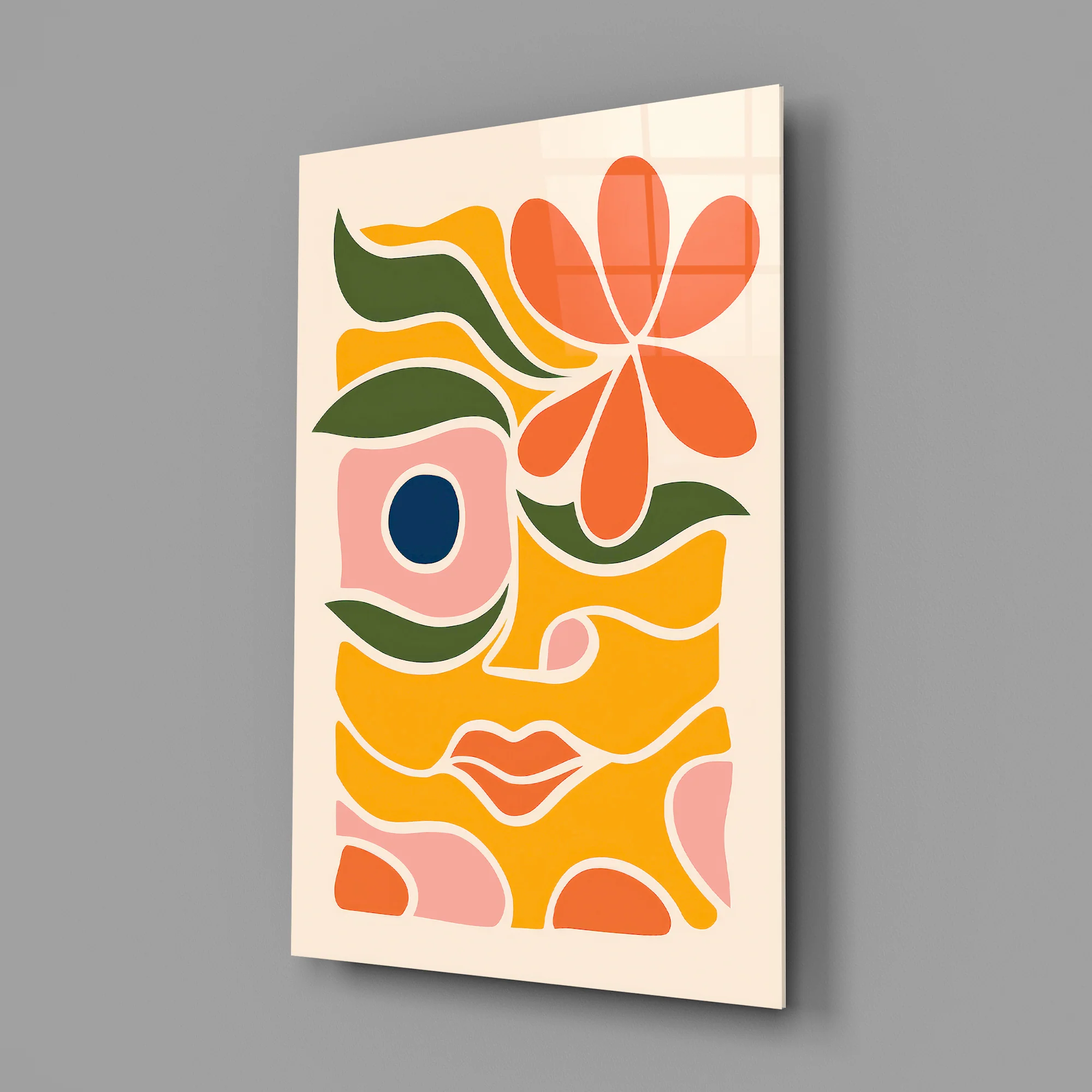 Abstract Floral Glass Wall Art - Image 3