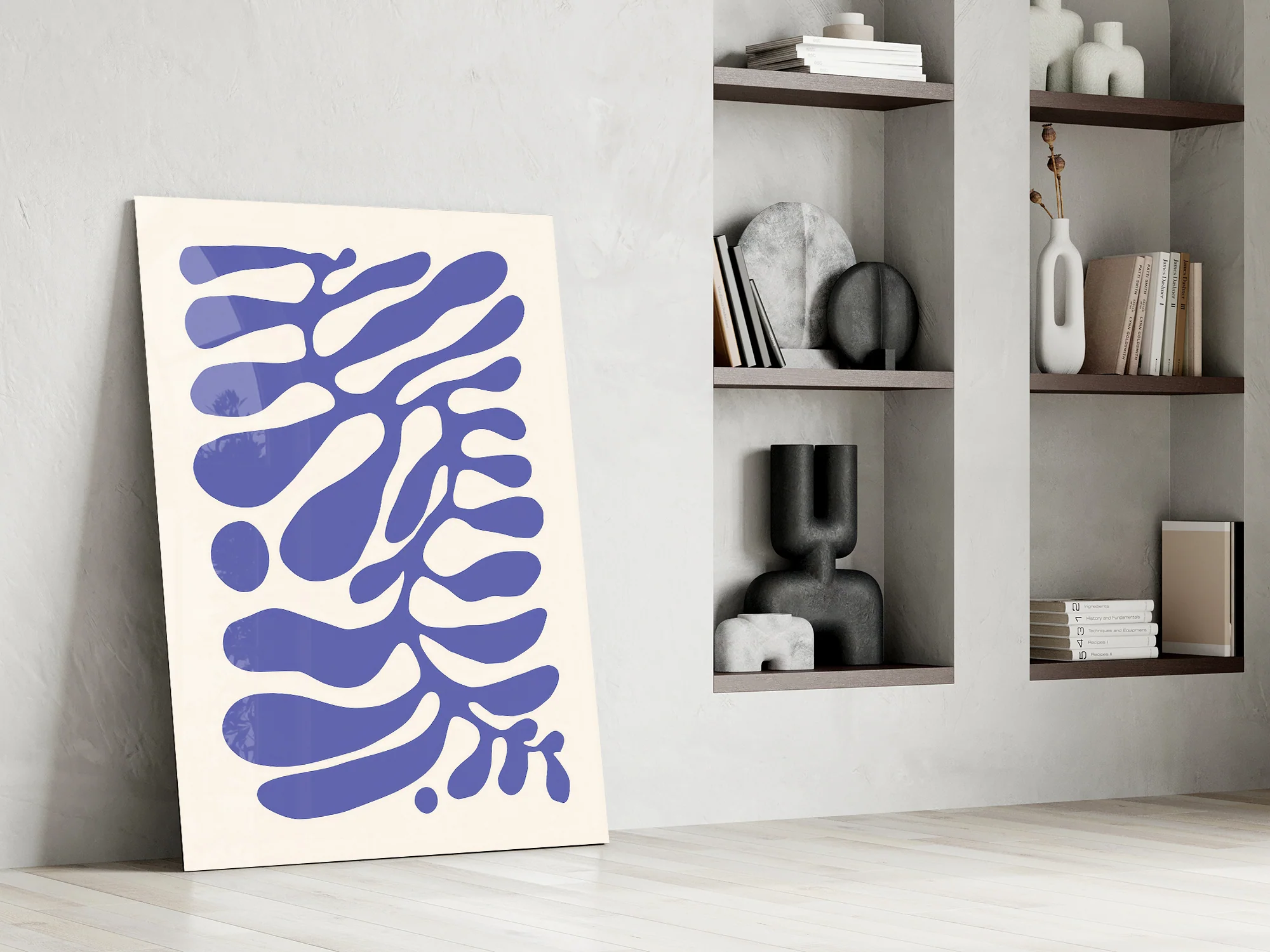 Elegant Navy Blue Abstract Swirls Glass Wall Art - Image 8