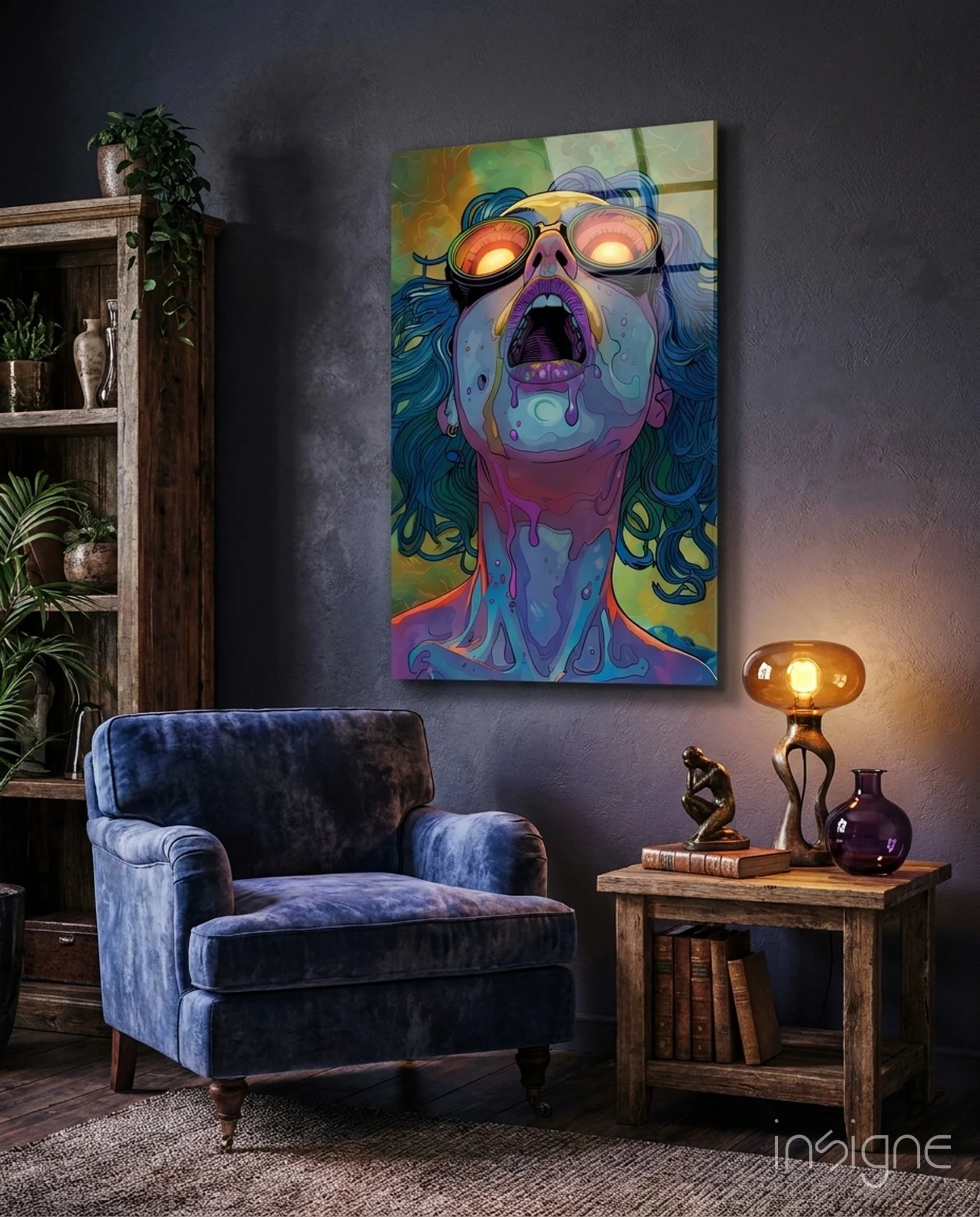 Psychedelic Goggles Glass Wall Art