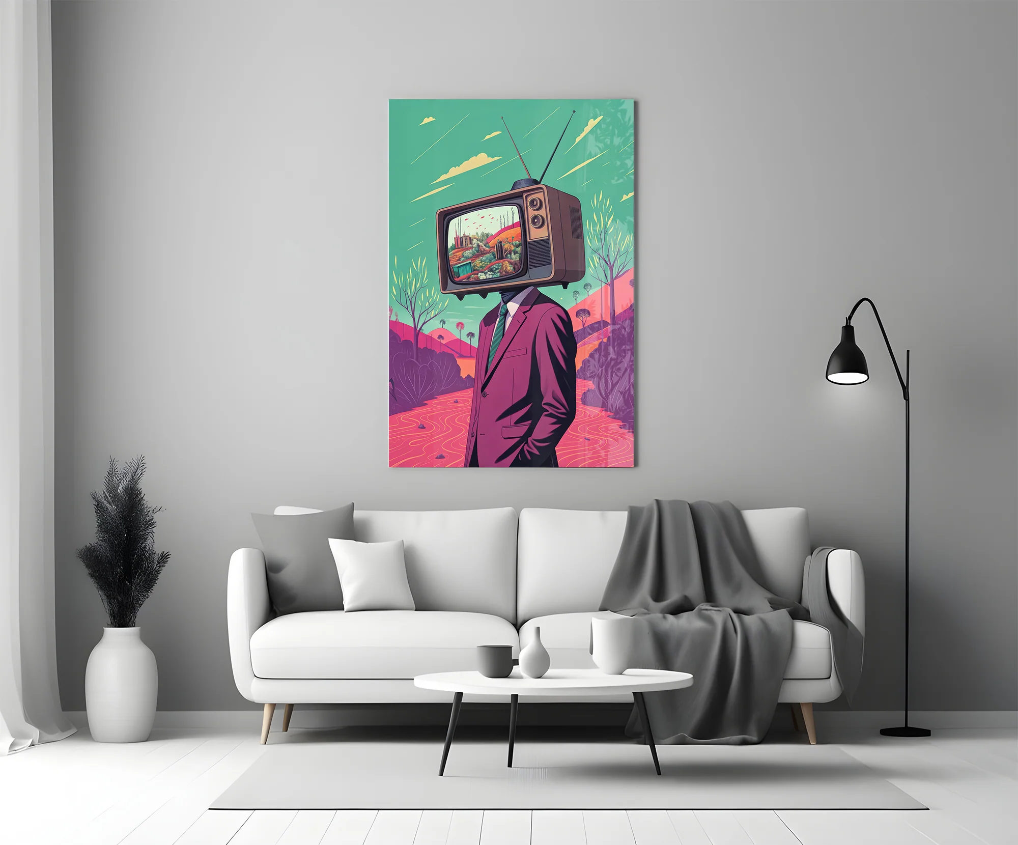 TV Head in Nature Glass Wall Art - Image 6
