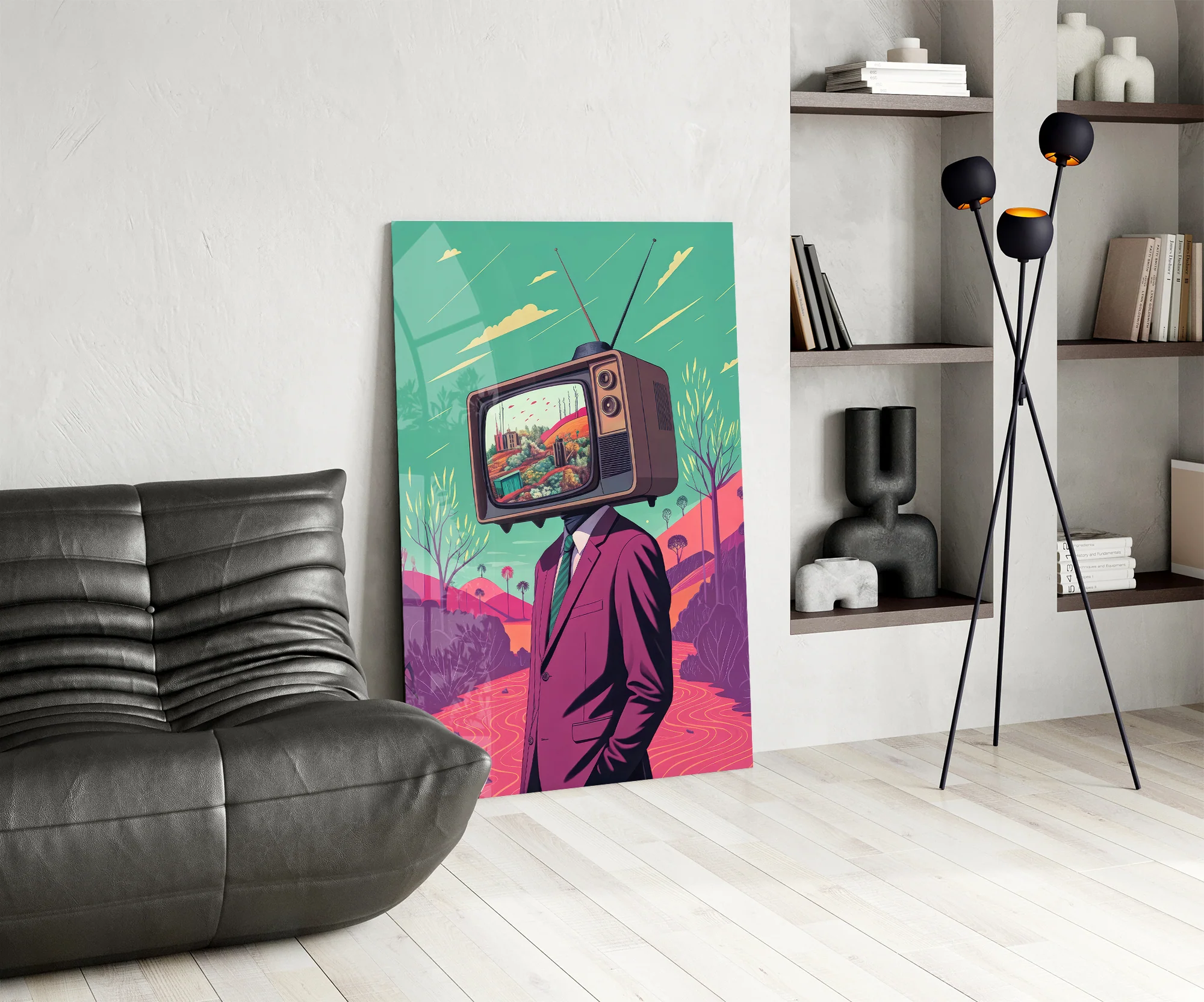 TV Head in Nature Glass Wall Art - Image 7