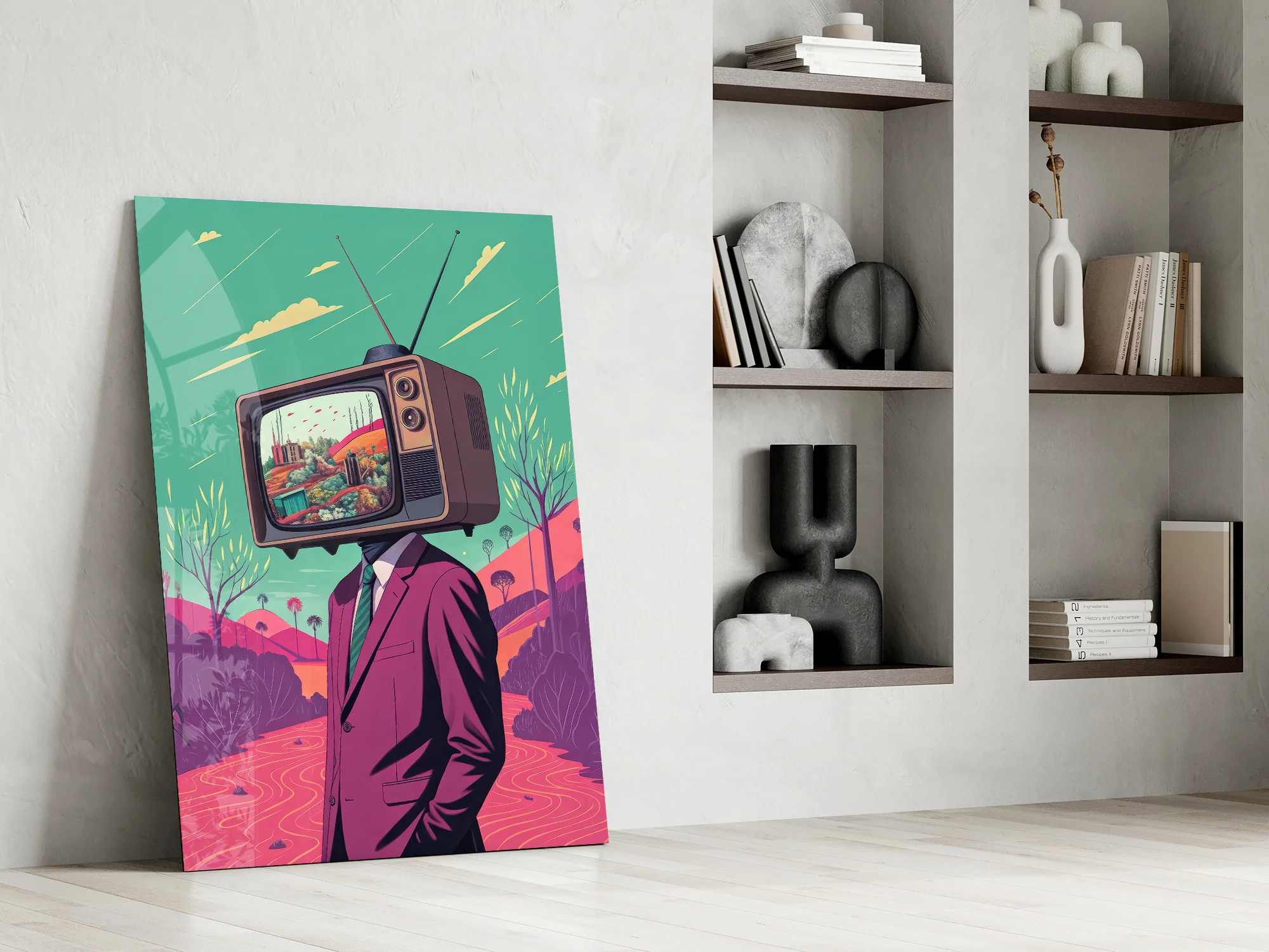 TV Head in Nature Glass Wall Art - Image 8
