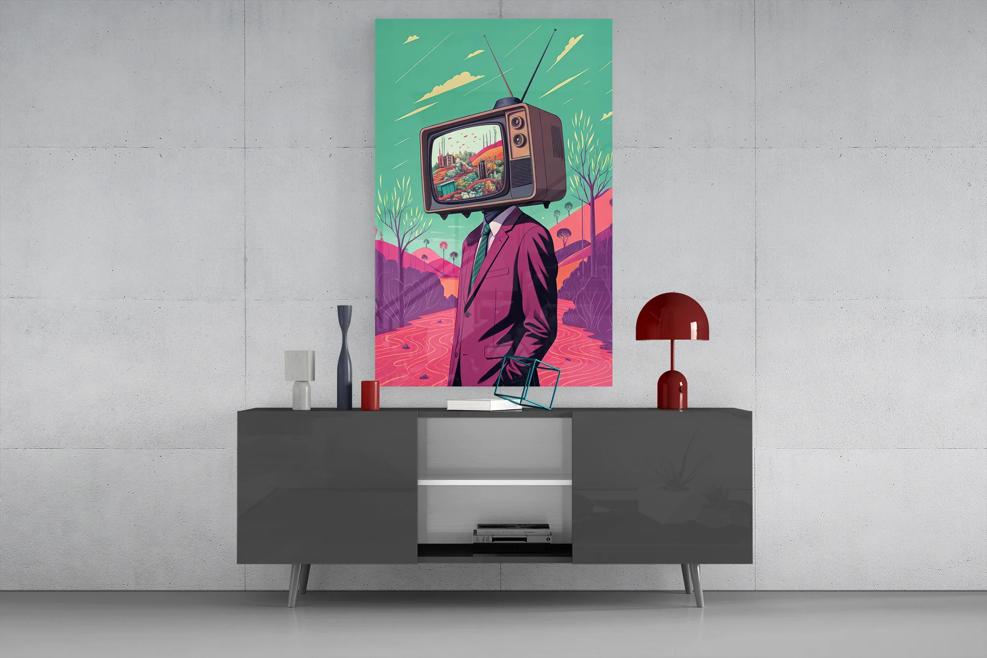 TV Head in Nature Glass Wall Art - Image 9