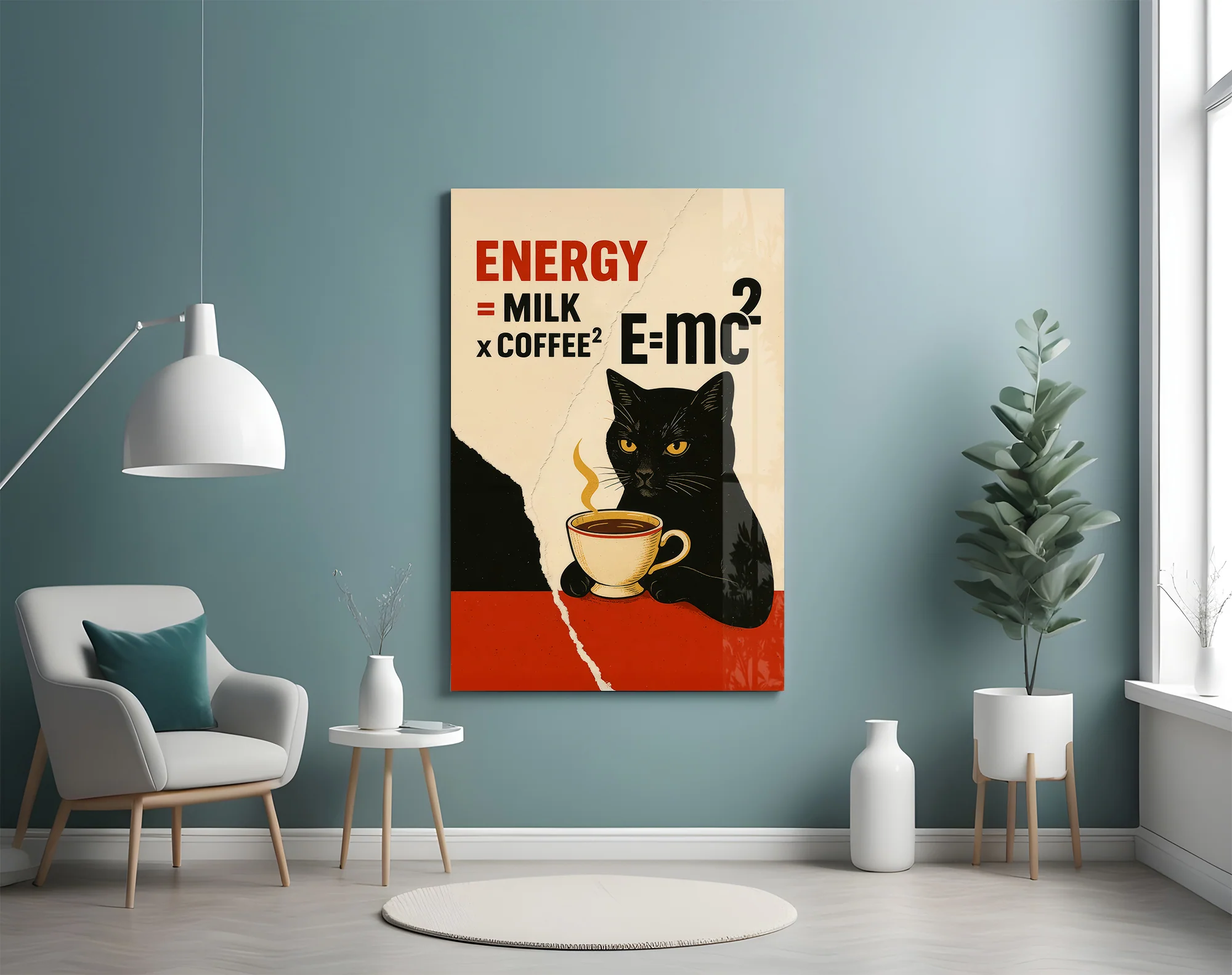 Coffee Cat Energy Glass Wall Art - Image 5