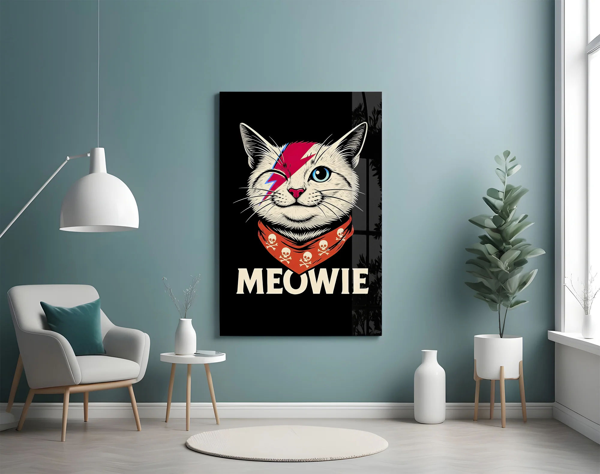 Meowie Bowie Cat Glass Wall Art - Image 5