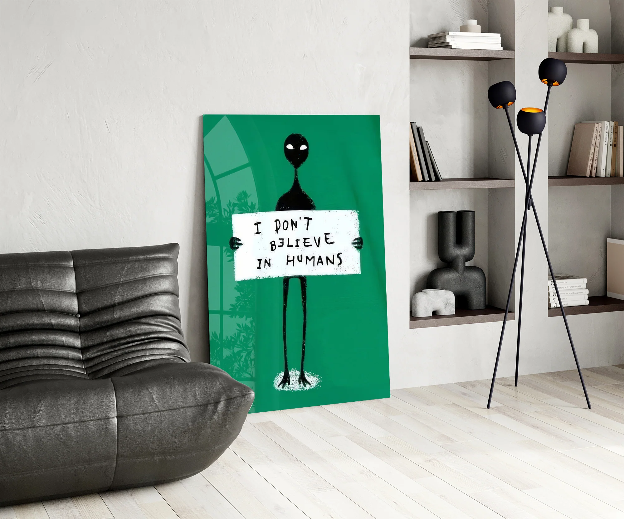 Alien Disbelief Sign Glass Wall Art - Image 7