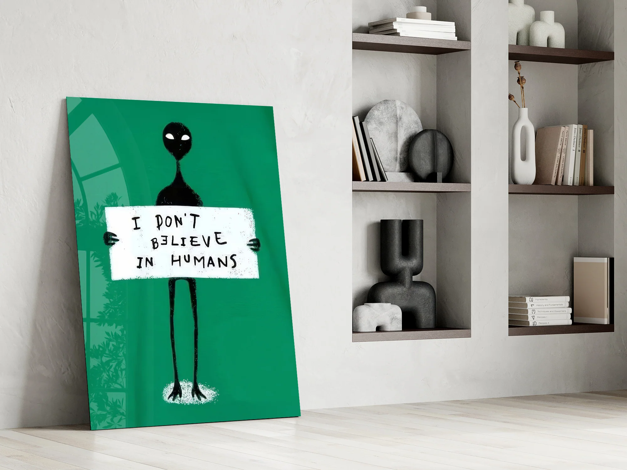 Alien Disbelief Sign Glass Wall Art - Image 8
