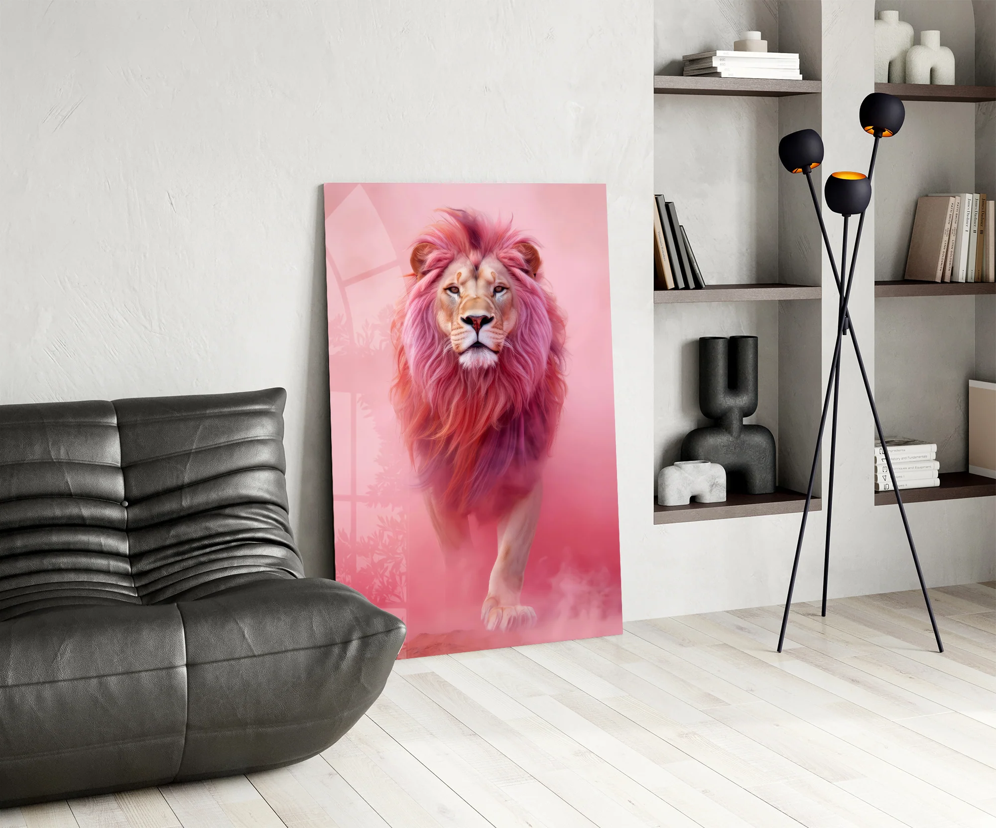 Elegant Pink Lion Glass Wall Art - Image 7