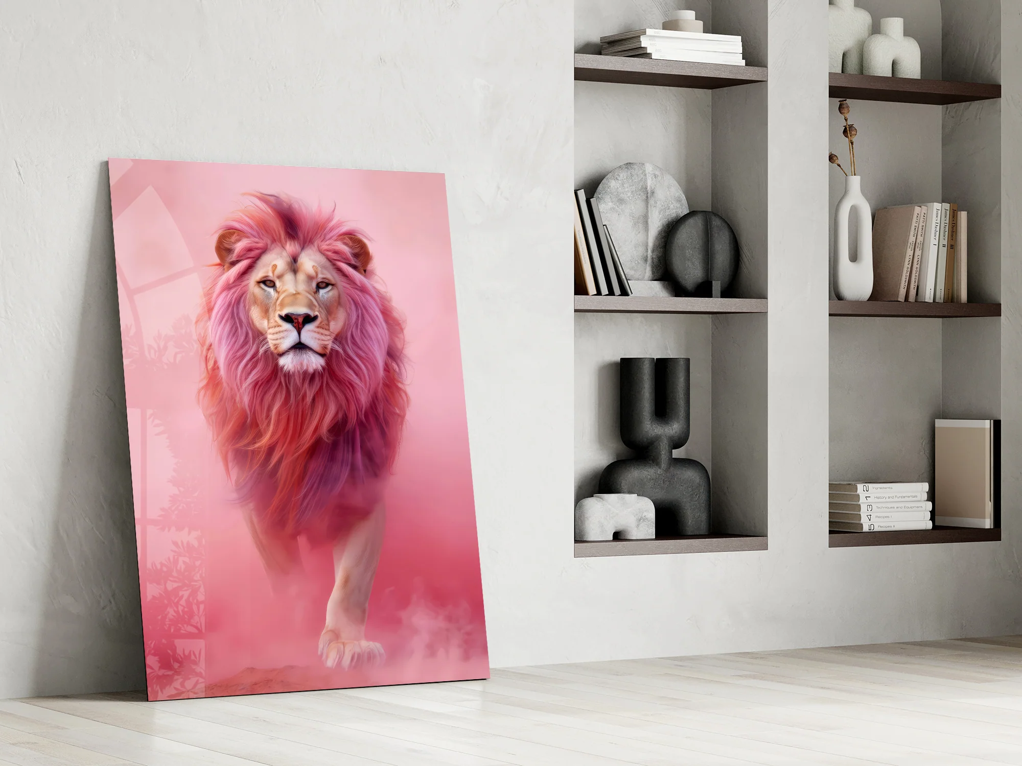 Elegant Pink Lion Glass Wall Art - Image 8