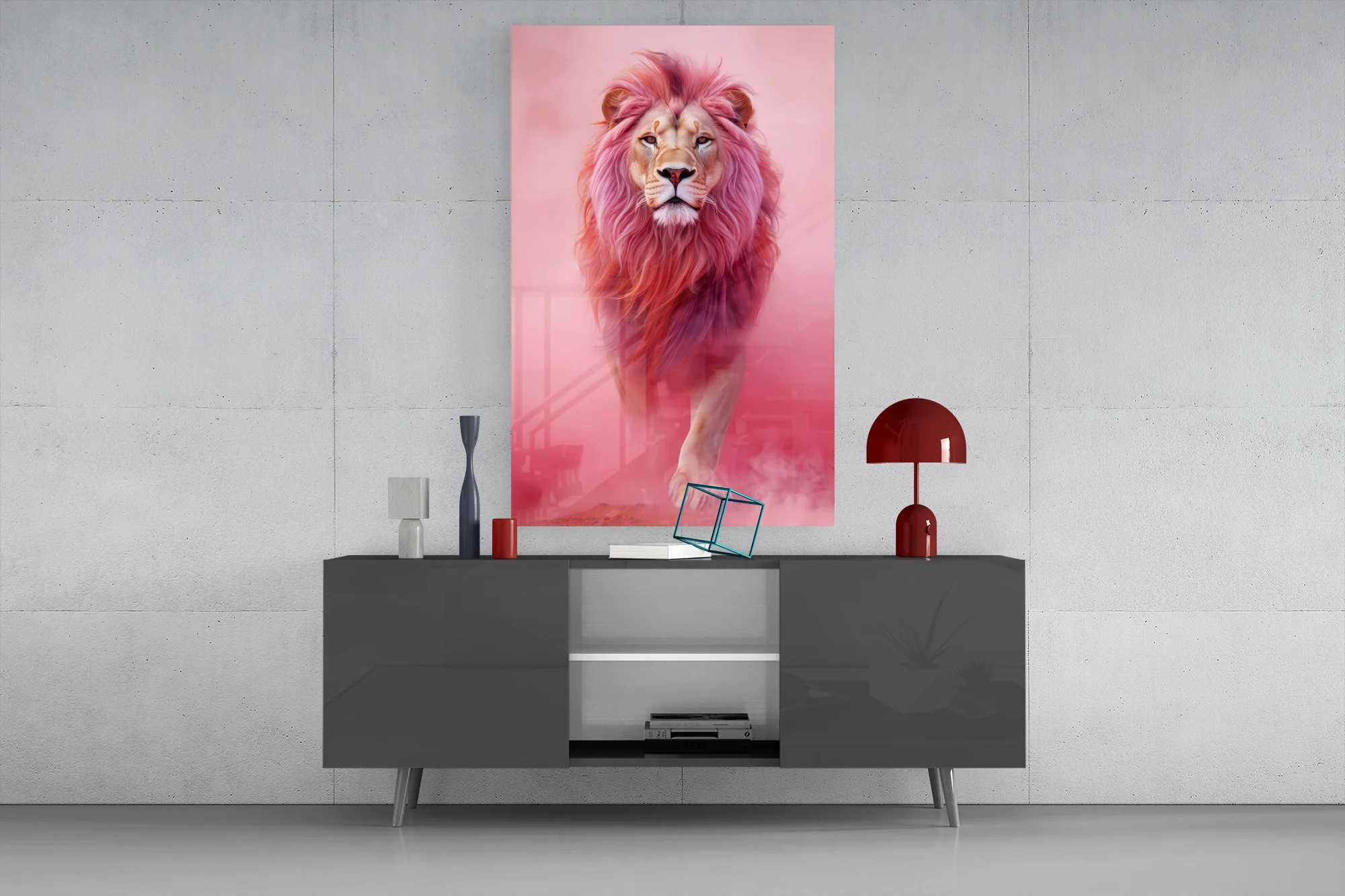 Elegant Pink Lion Glass Wall Art - Image 9