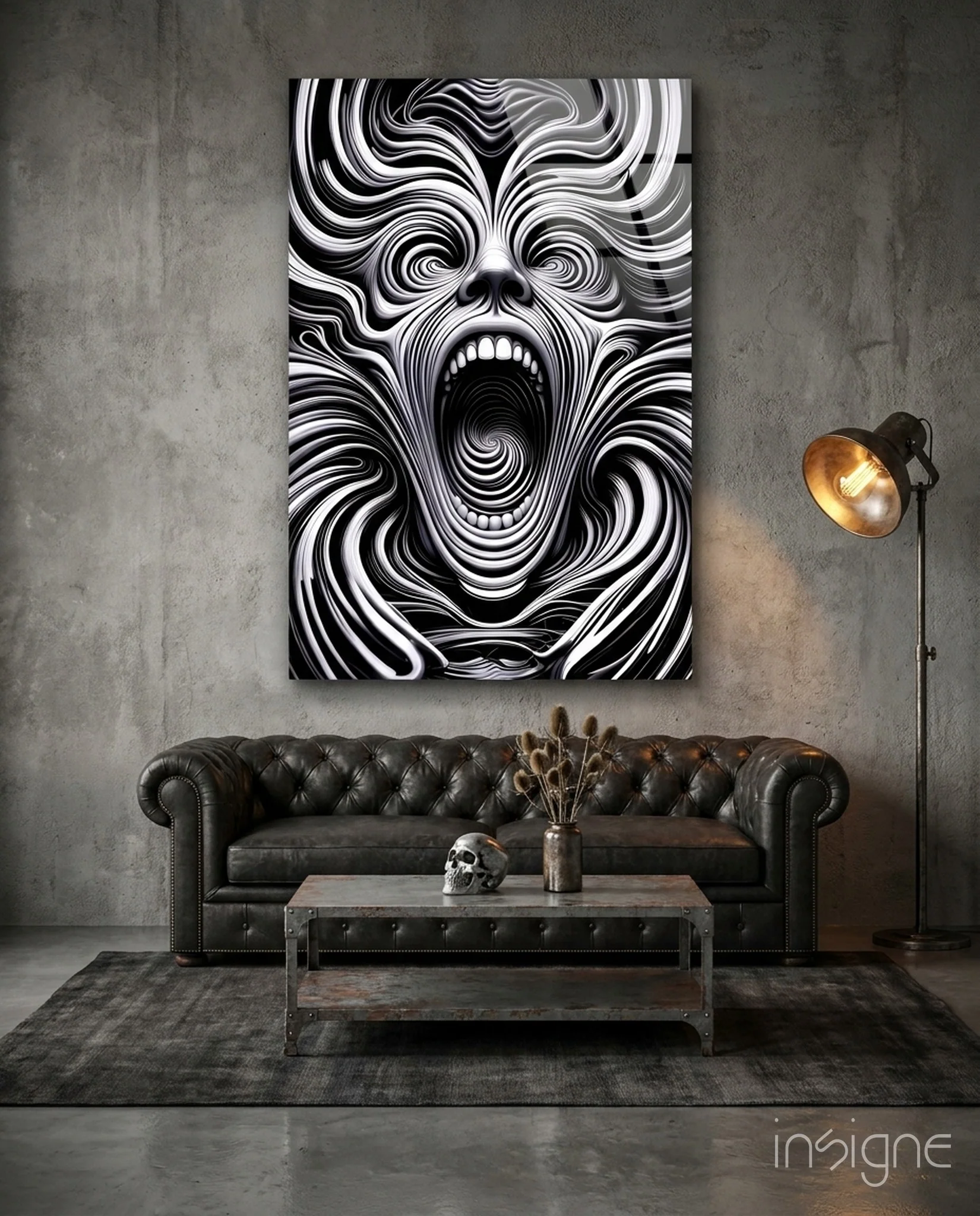 Spiral Scream Glass Wall Art