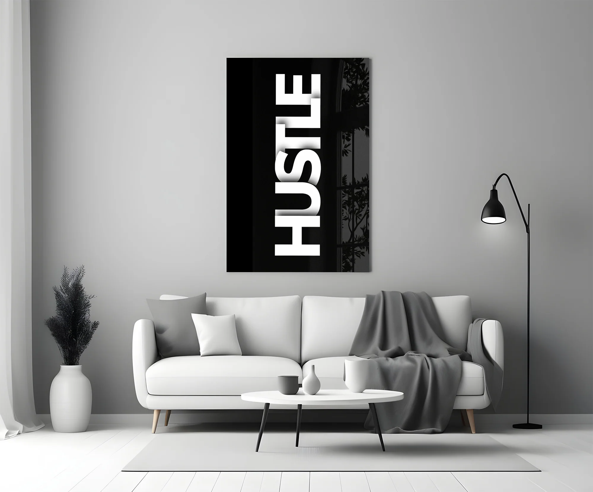 Hustle Bold Black Glass Wall Art - Image 6